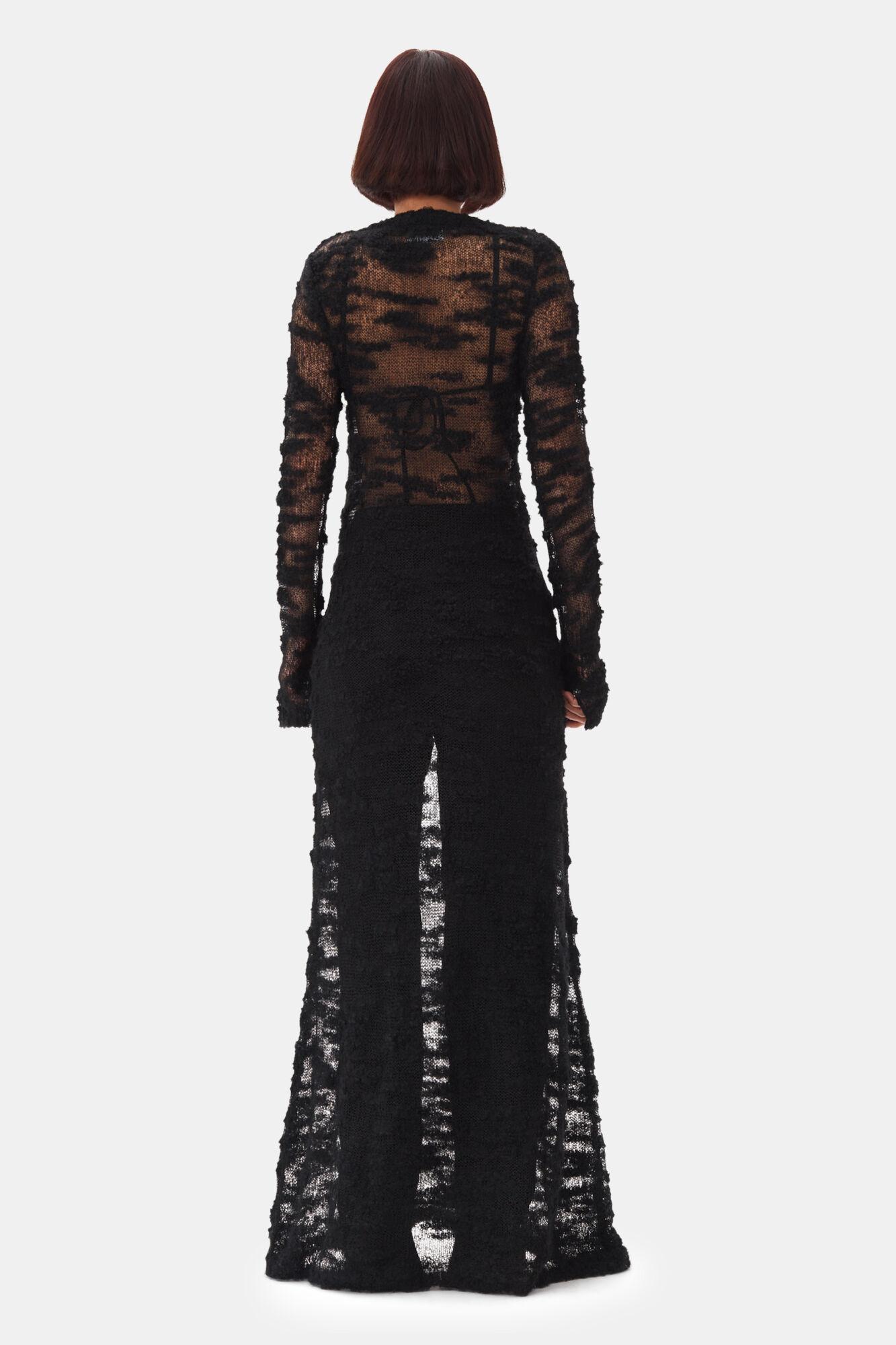 Black Boucle Maxi Dress Product Image