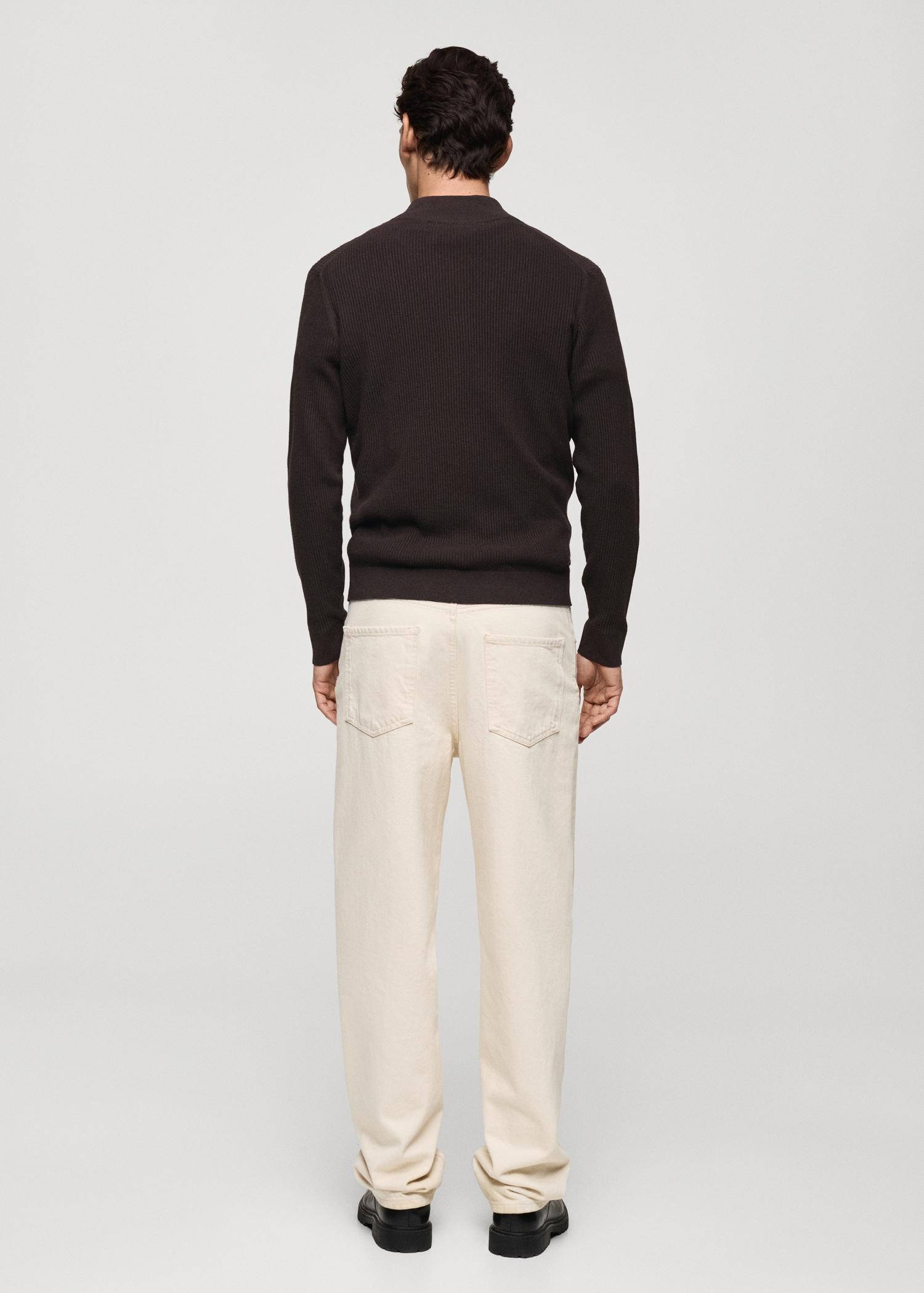 Ribbed sweater with zip neck - Men | MANGO USA Product Image