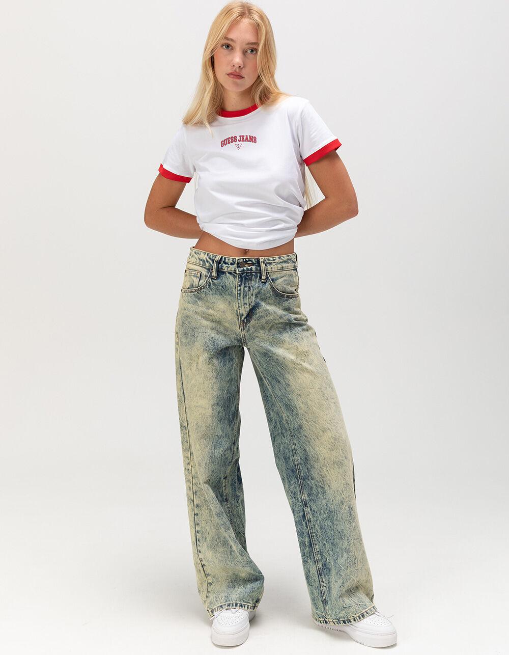 GUESS JEANS Womens Ringer Tee - WHITE Product Image