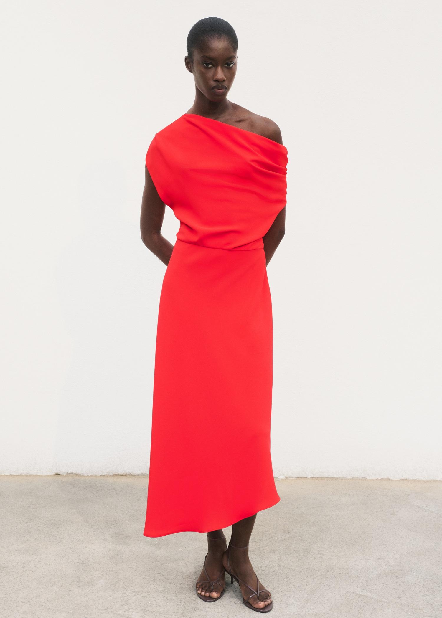 Asymmetrical midi-dress - Women | MANGO USA Product Image