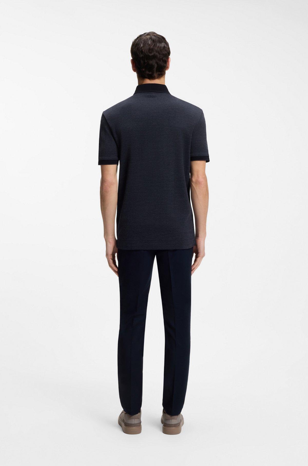 Micro-pattern polo shirt in mercerised cotton Product Image