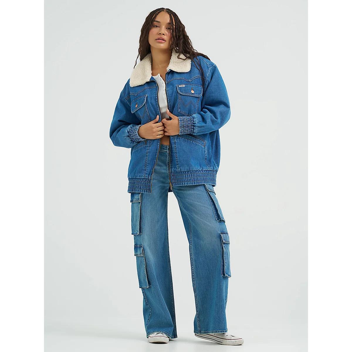 Women's Oversized Bomber Jacket in Azurite Product Image