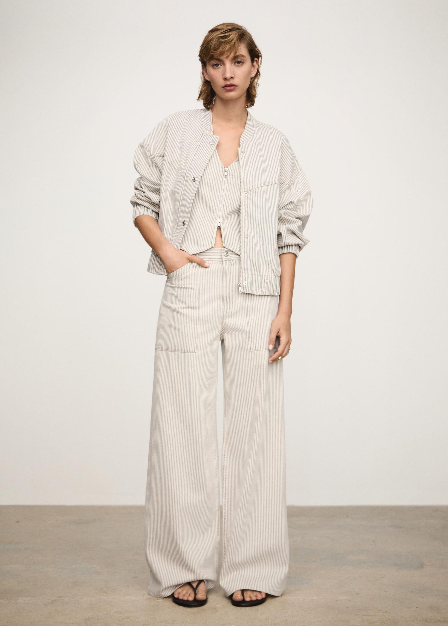 Striped wideleg jeans - Women | MANGO USA Product Image