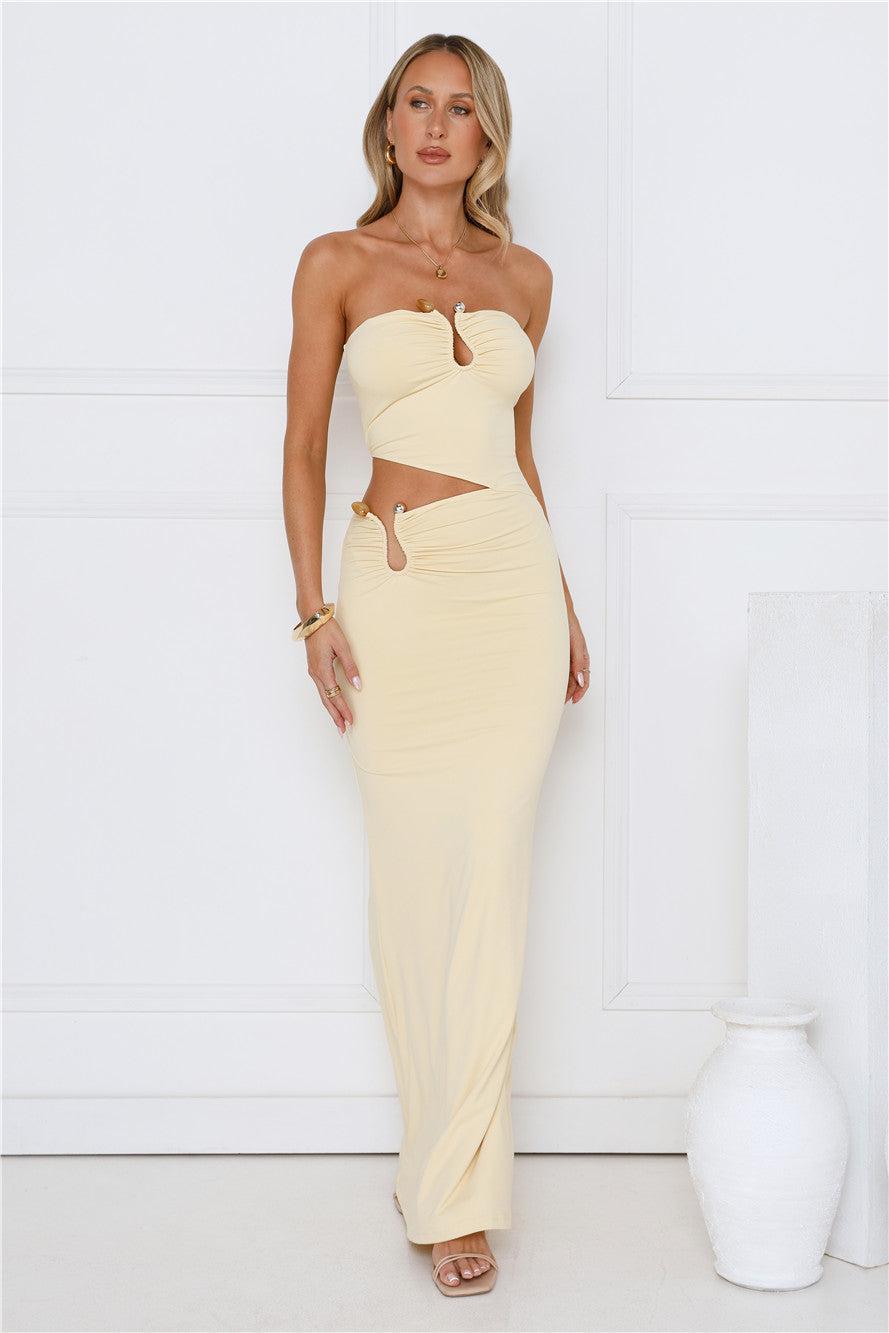 Chic Star Strapless Maxi Dress Yellow Product Image