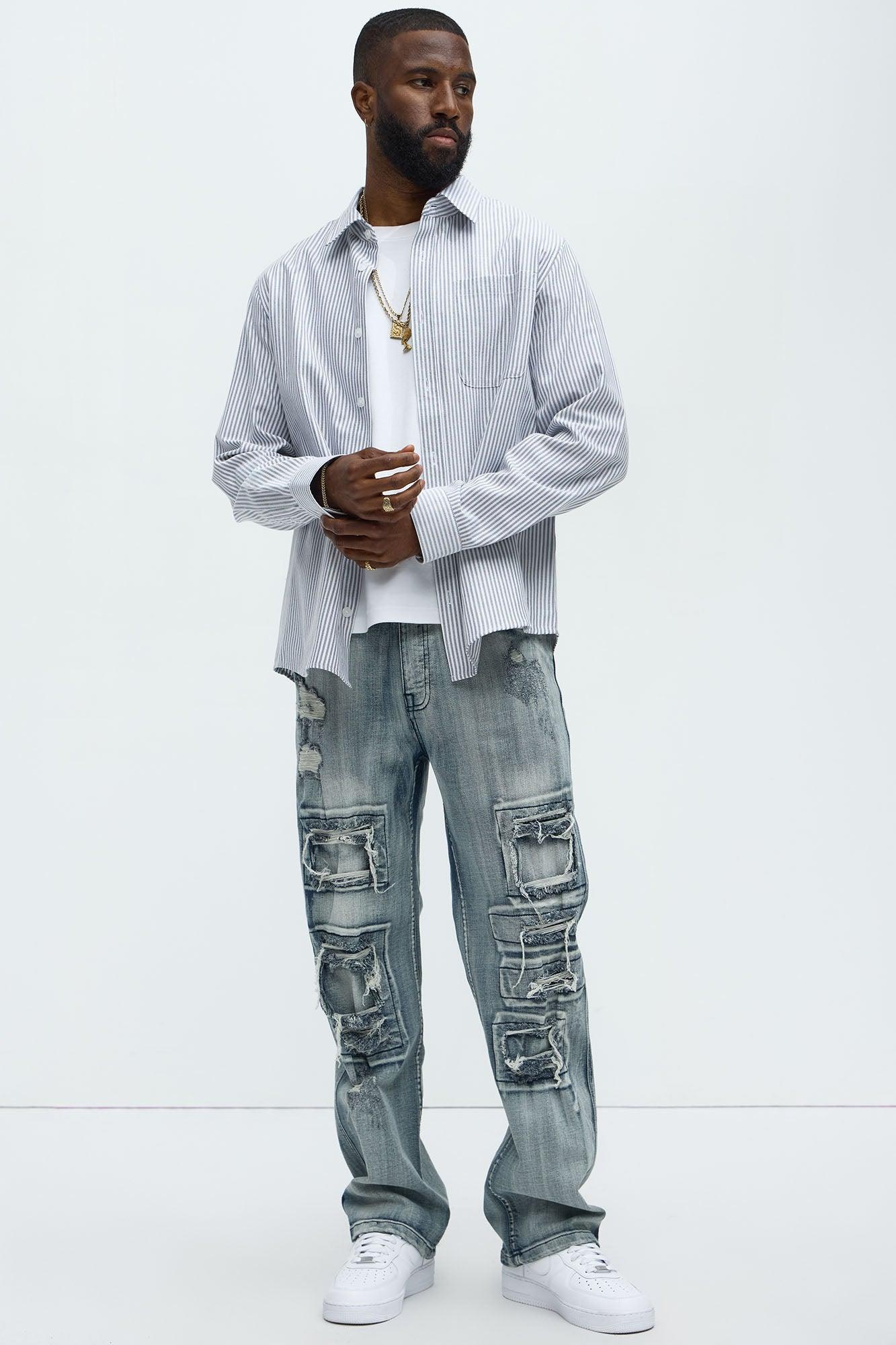 Straight Back Me Up Patched Distressed Jeans - Dark Wash Product Image