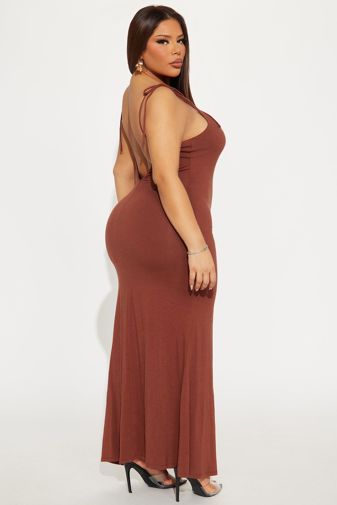 Ashley Double Lined Maxi Dress - Chocolate Product Image