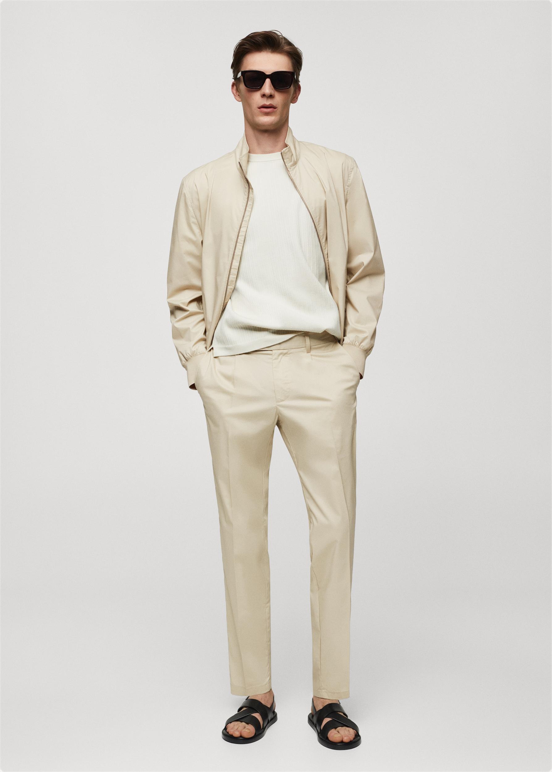 Stretch cotton jacket with zip - Men | MANGO USA Product Image