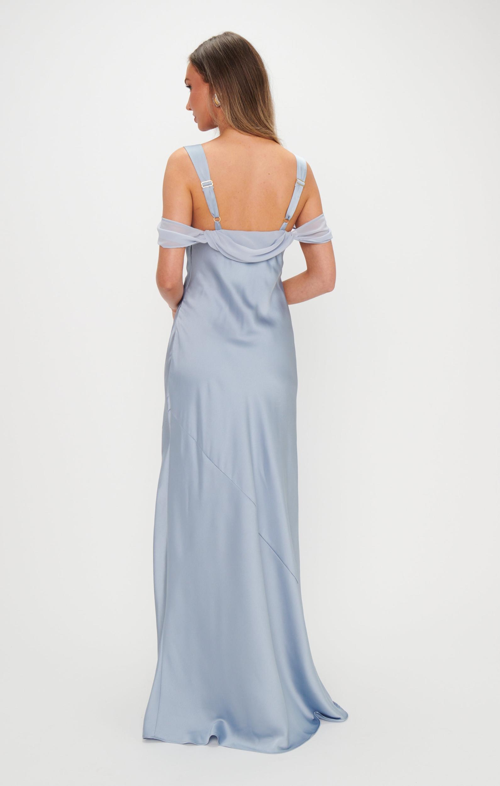 Bella Maxi Dress ~ Steel Blue Luxe Satin Product Image