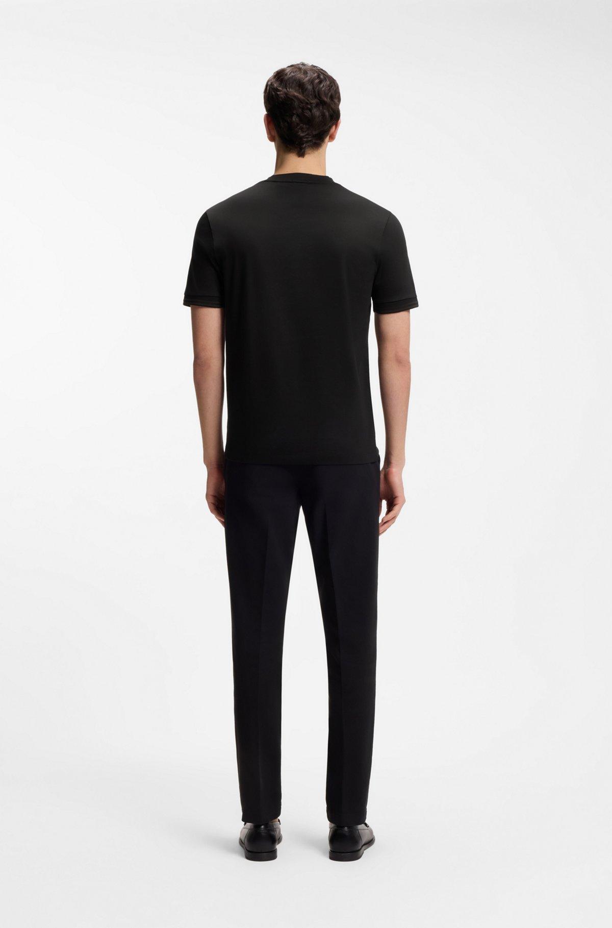Contrast-tipping slim-fit T-shirt in mercerised cotton Product Image