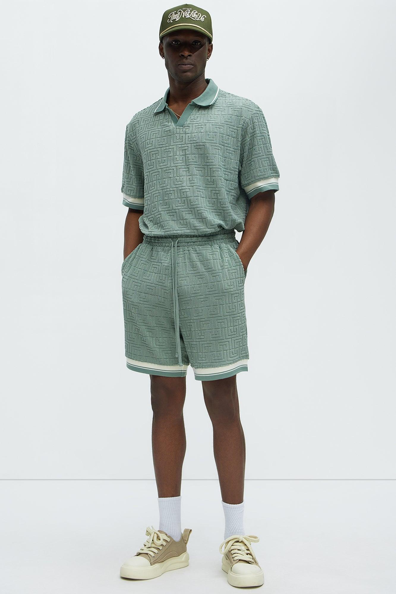 Grecian Textured Shorts - Sage Product Image