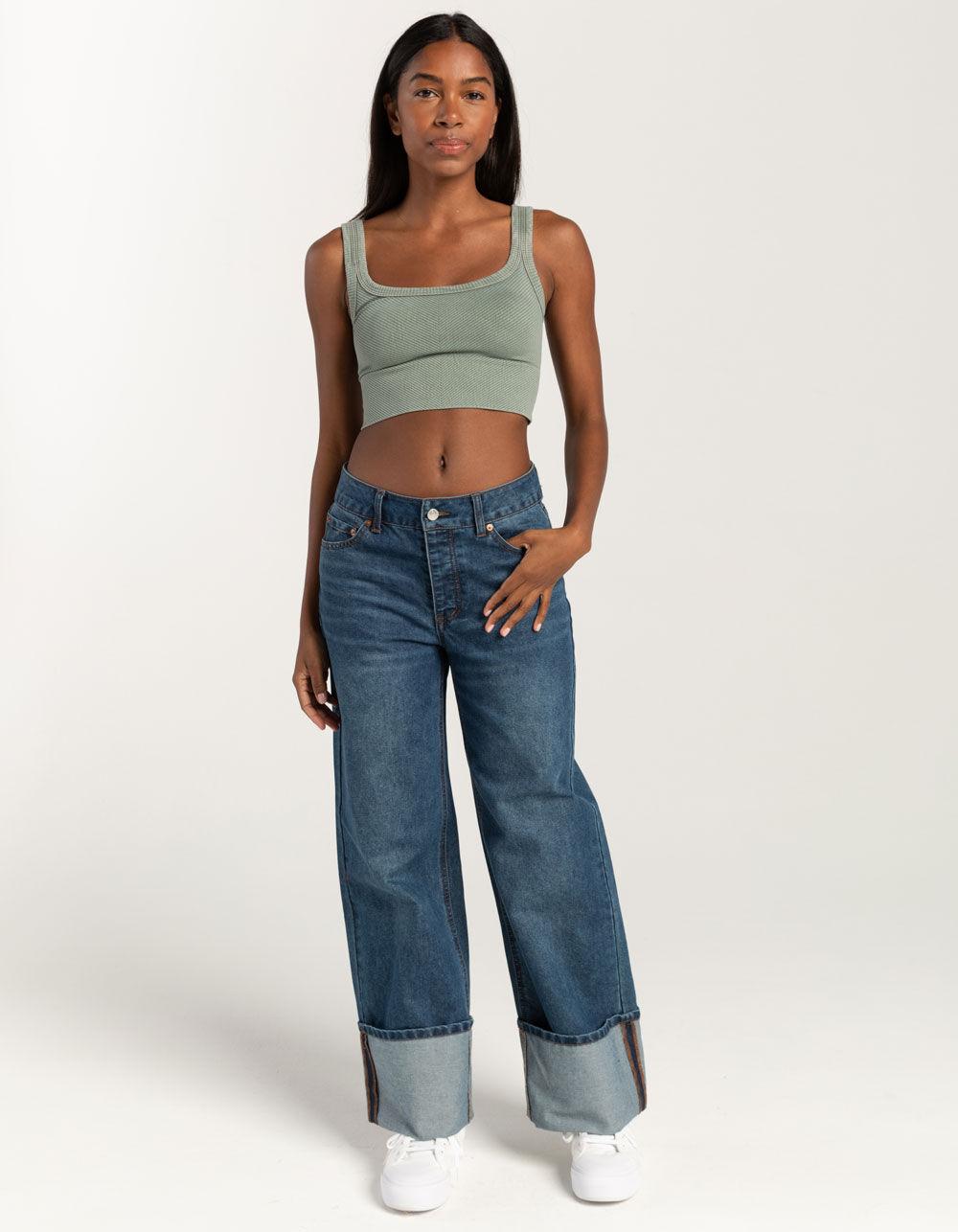 FULL TILT Seamless Washed Chevron Womens Tank Top - OLIVE Product Image