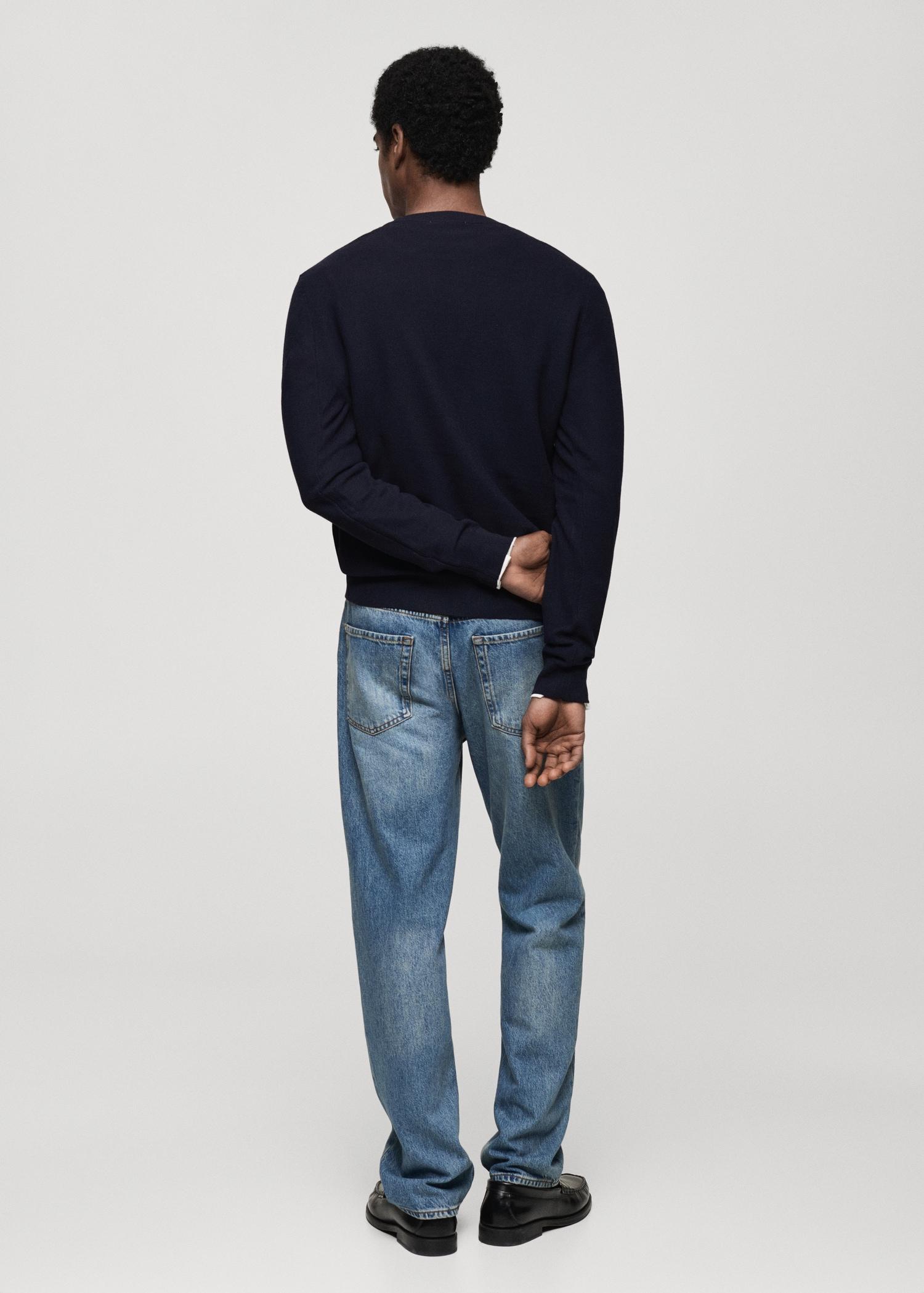 Microstructured cotton knitted sweater - Men | MANGO USA Product Image