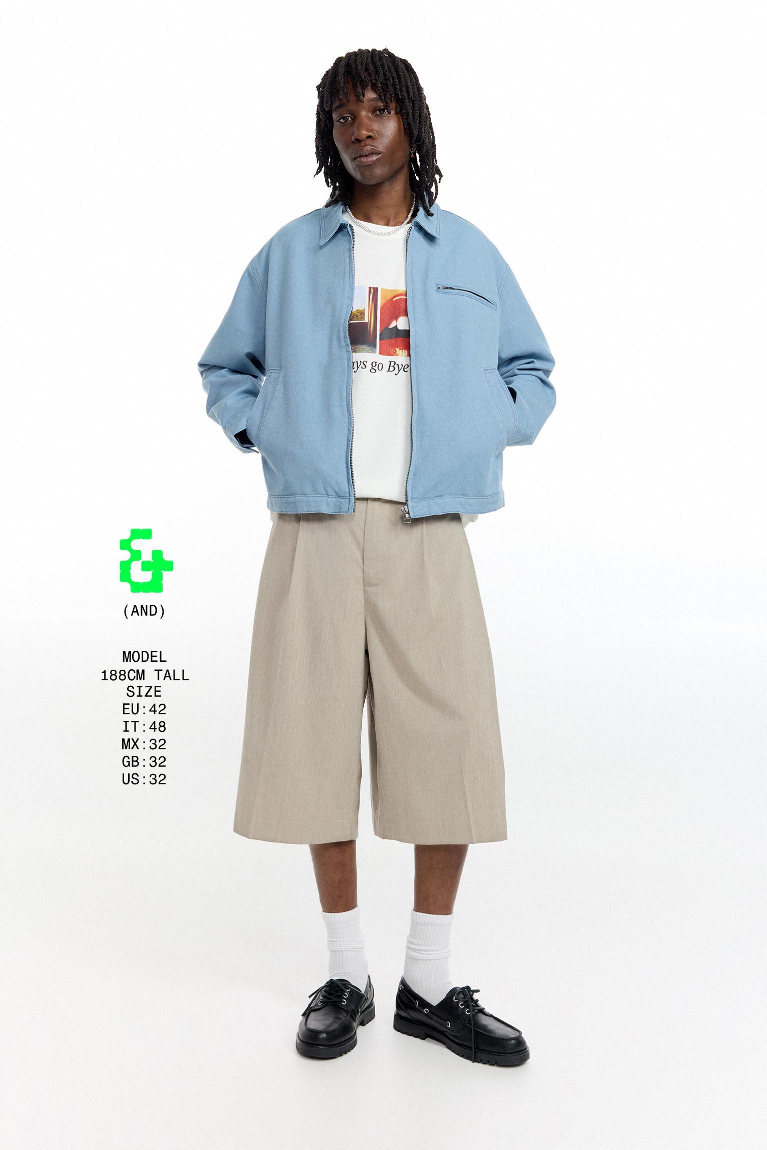 Long pinstripe Bermuda shorts Product Image