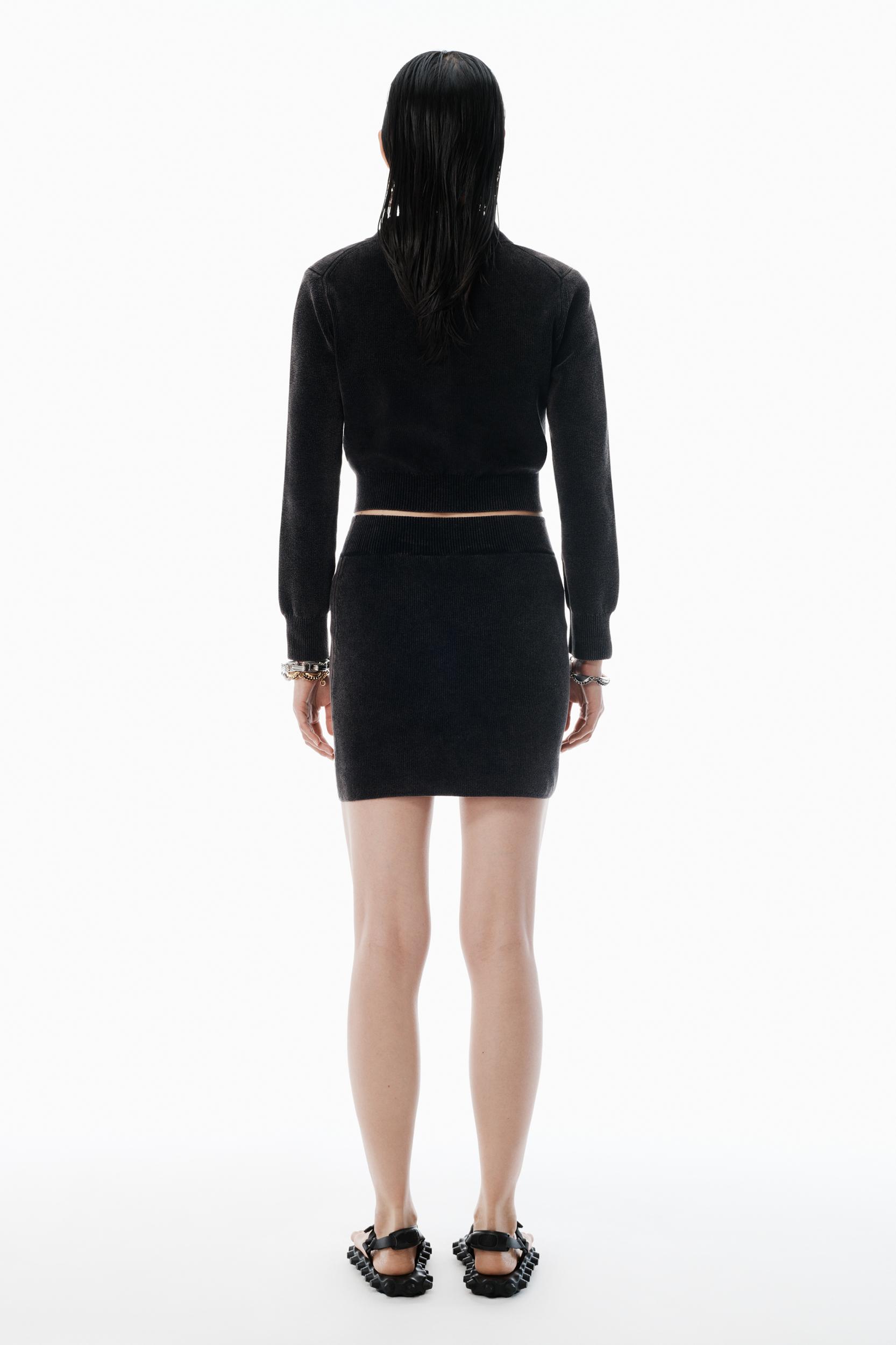 Black Cotton-blend Chenille Miniskirt Product Image