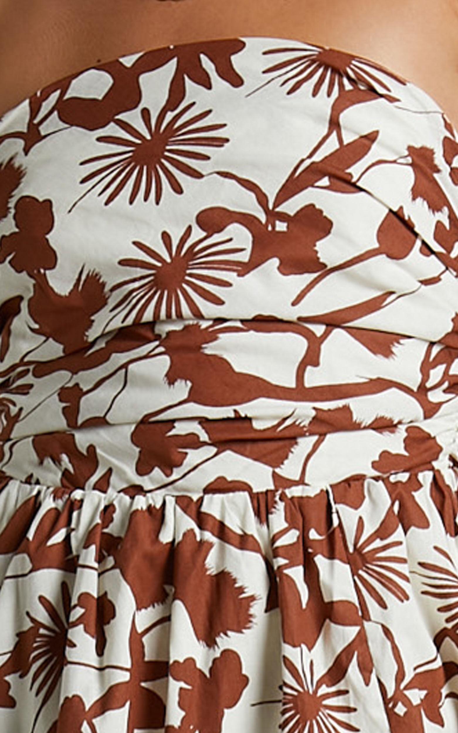 Evita Midi Dress - Ruched High Split Strapless Dress in Multi Product Image