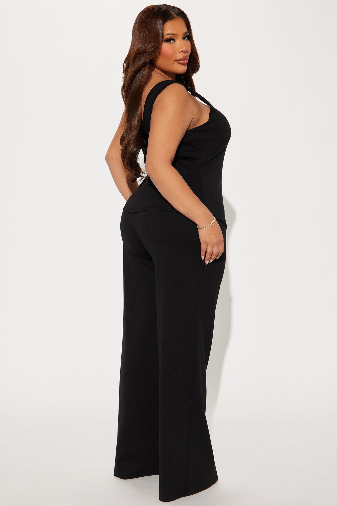 Lexi Square Neck Vest Pant Set - Black Product Image