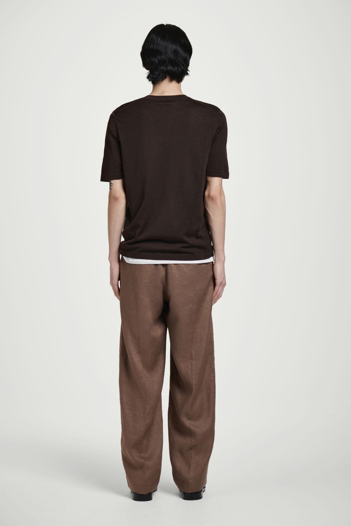 ELASTICATED LINEN STRAIGHT-LEG PANTS Product Image