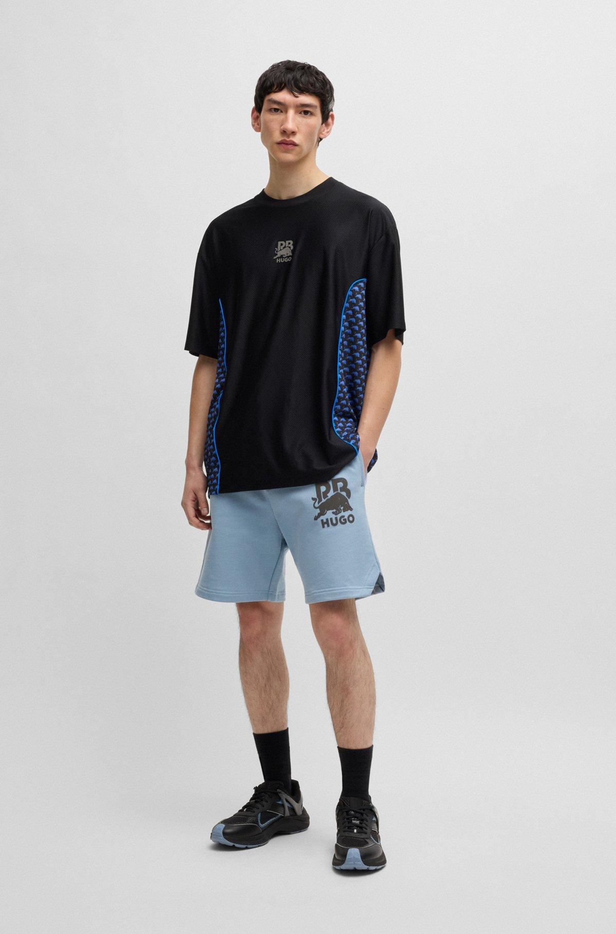 HUGO x RB cotton-terry shorts with carbon stealth logo Product Image