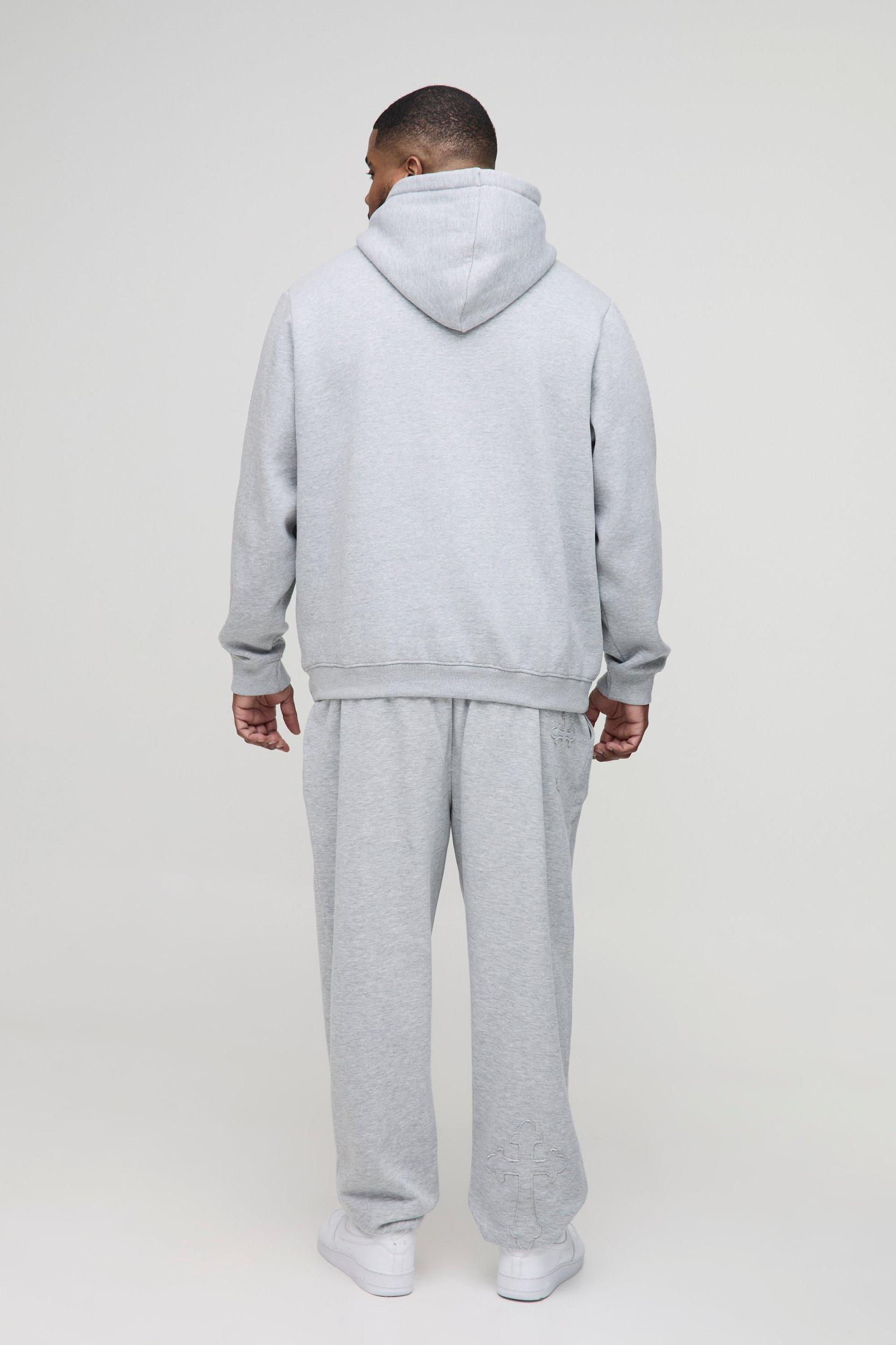 Plus Cross Applique Rope Drawcord Oversized Loopback Sweatpants | boohooMAN USA Product Image