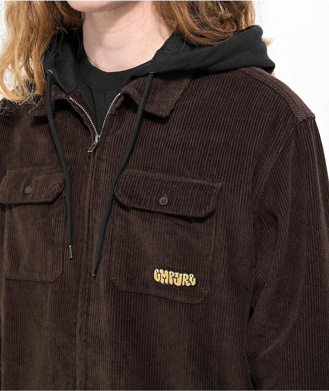 Empyre Lucky Brown Hooded Corduroy Shirt Product Image