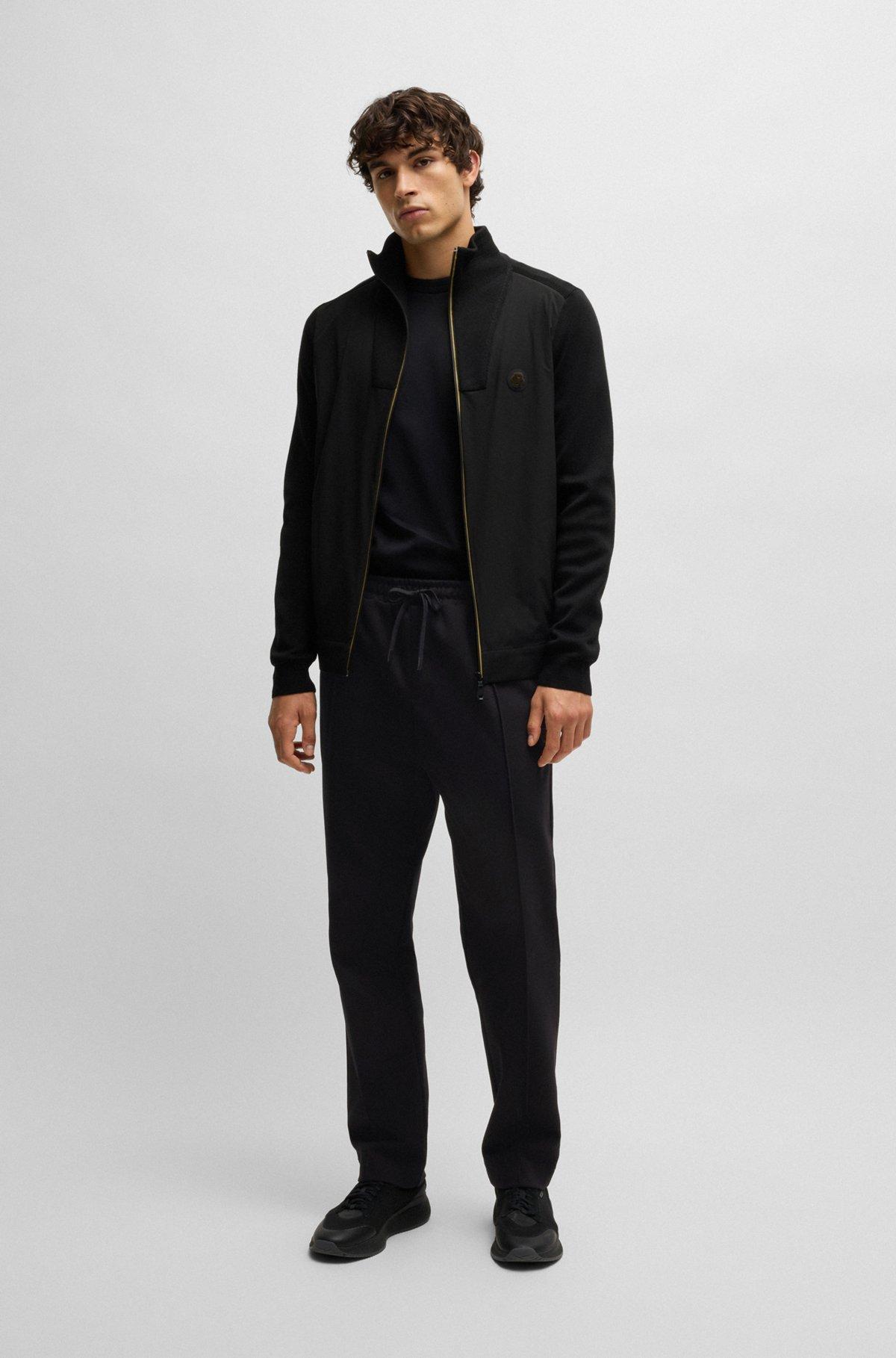 BOSS - Cotton tracksuit bottoms with Double B monogram - Black Product Image