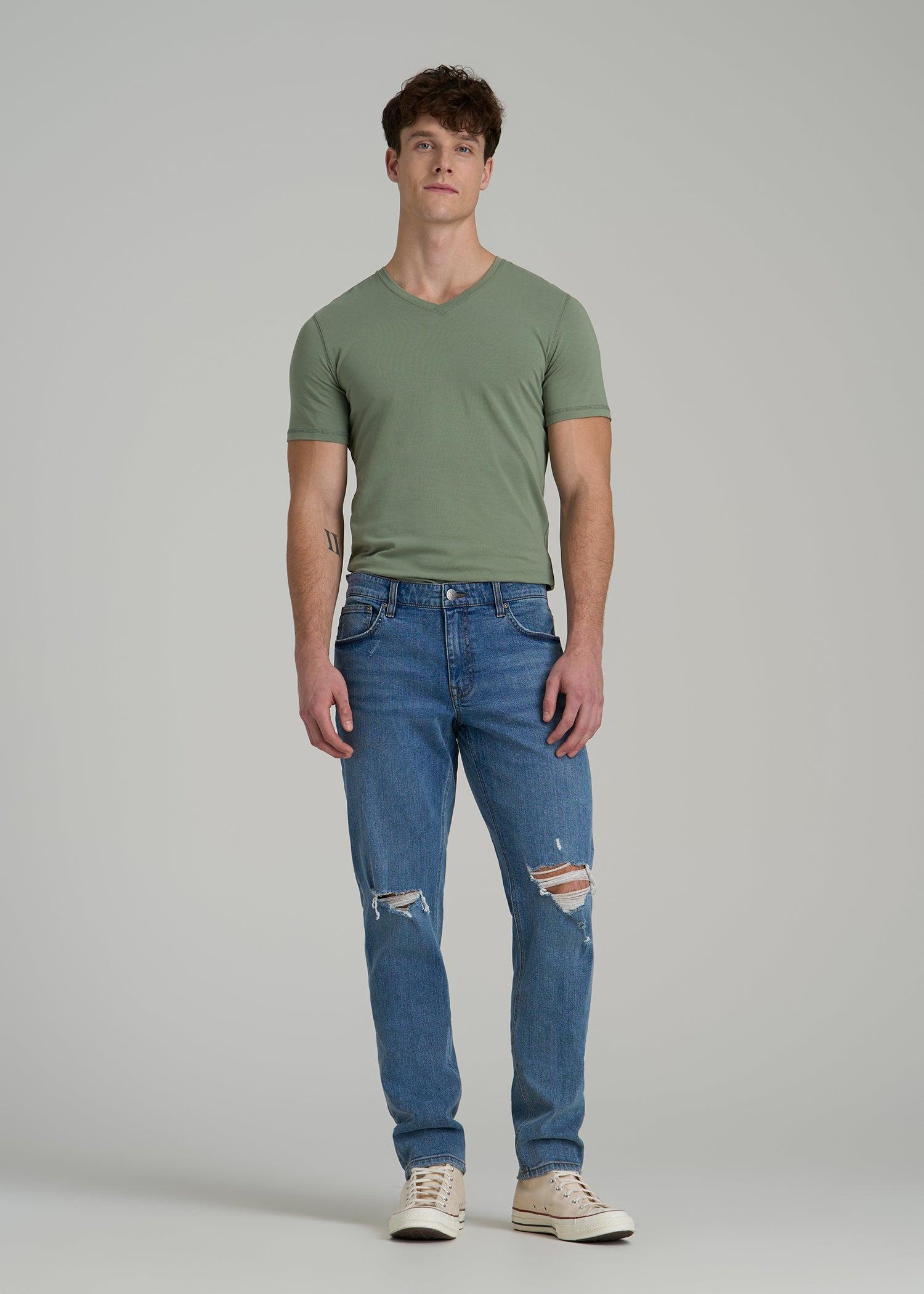 The Essential SLIM-FIT V-Neck Tee for Tall Men in Dark Seagrass Product Image