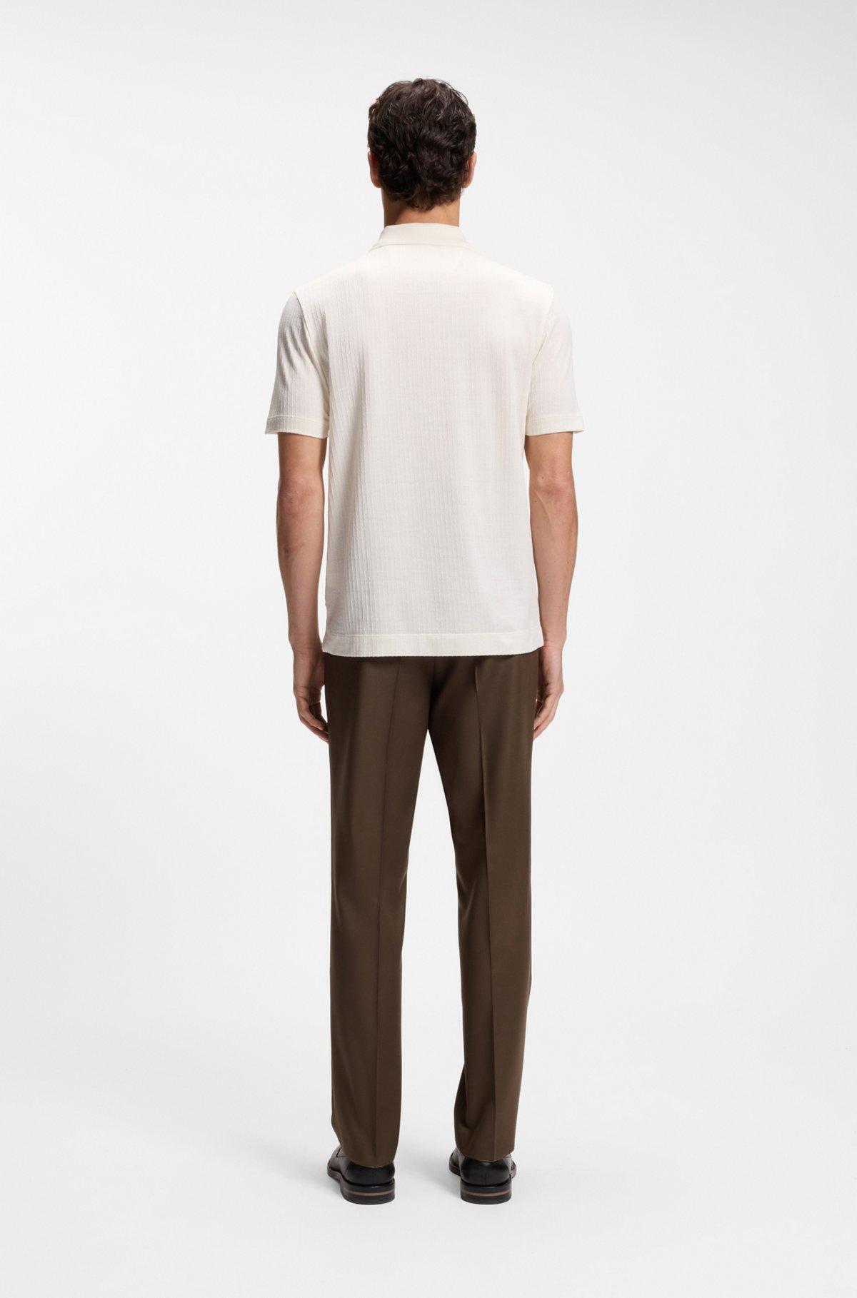 Cotton-silk polo shirt with zip neck Product Image