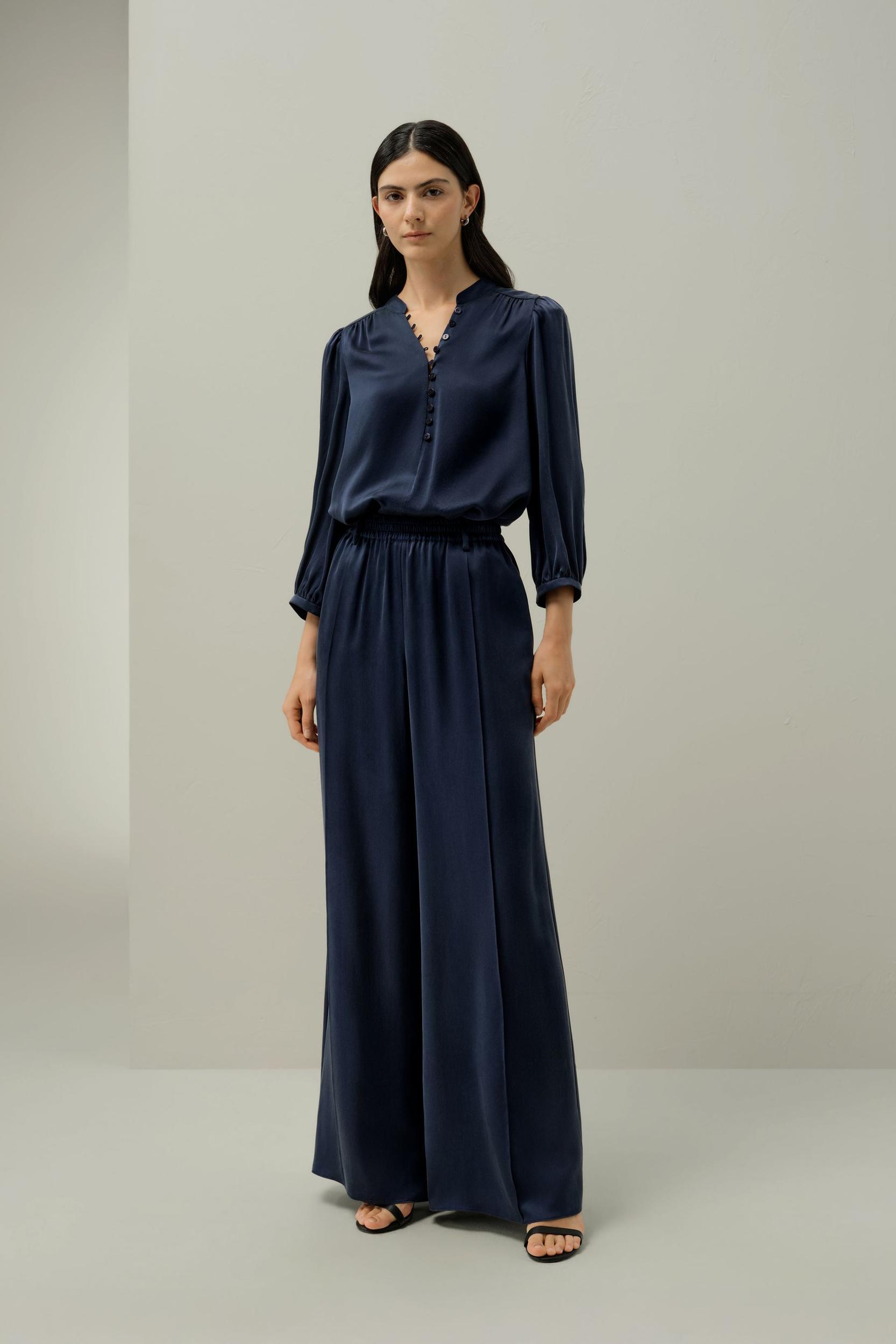 LILYSILK x Melissa Murrell Silk Suede Wide-Leg Pants Product Image