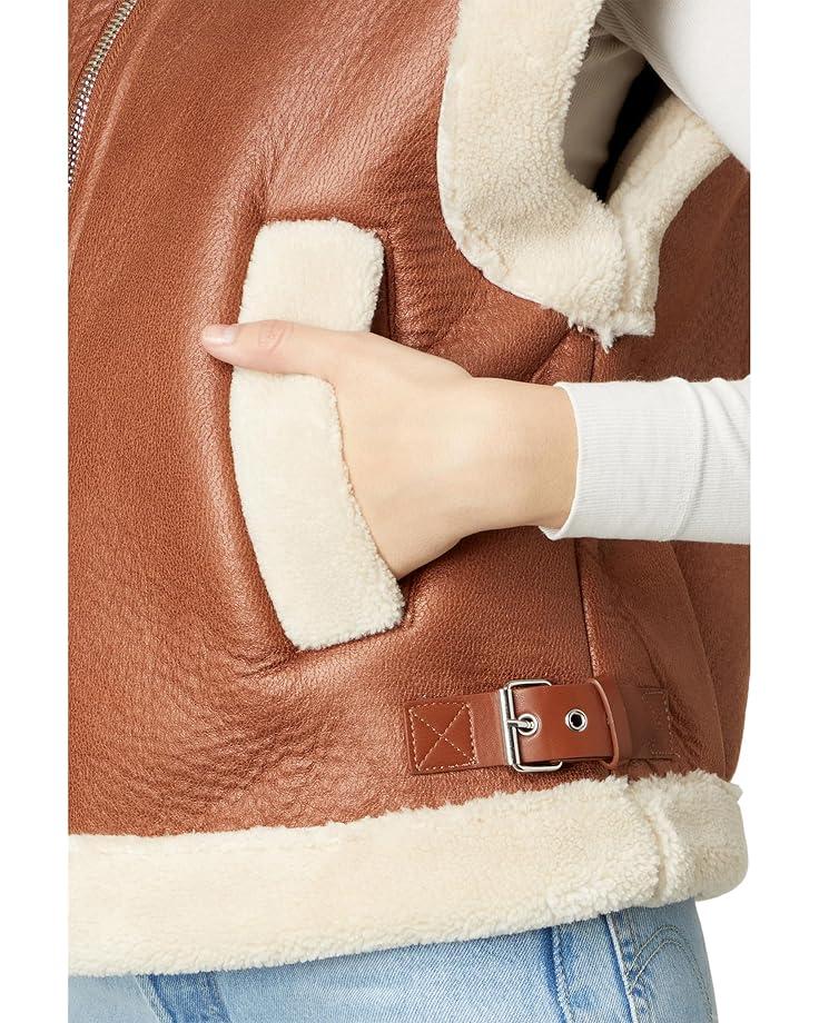 Leather Bomber with Sherpa Collar Product Image