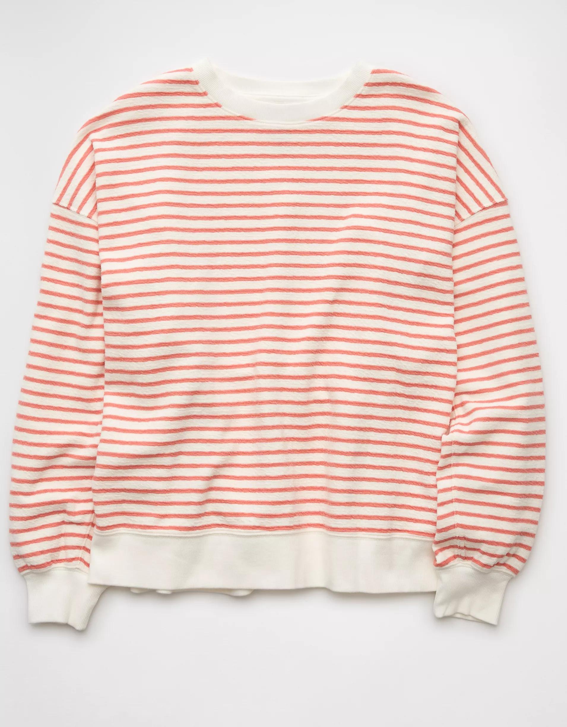 AE Oversized Striped Sweatshirt Product Image