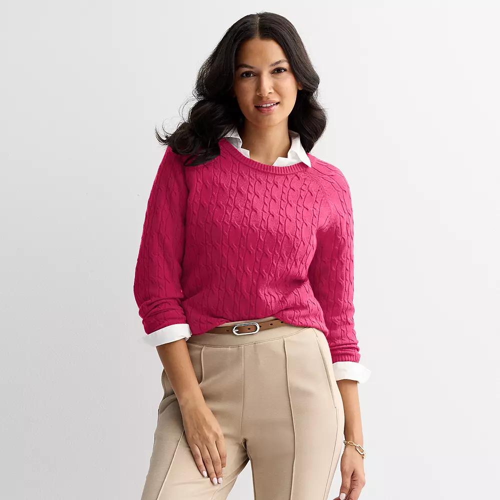 Women's Croft & Barrow® The Extra Soft Cable Crew Neck Sweater,  Product Image