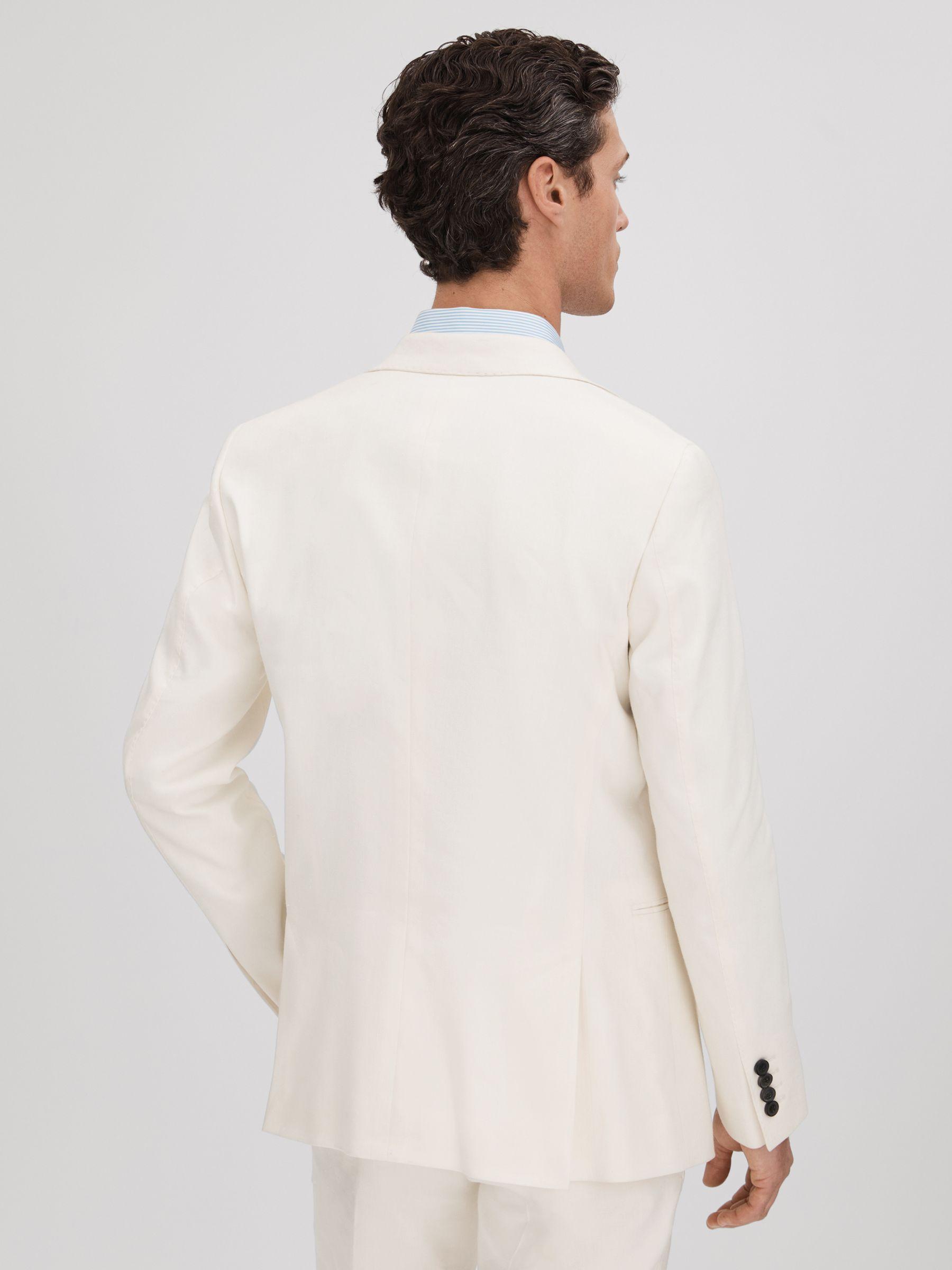 Heat Off White Linen Blend Single Breasted Slim Fit Blazer Product Image