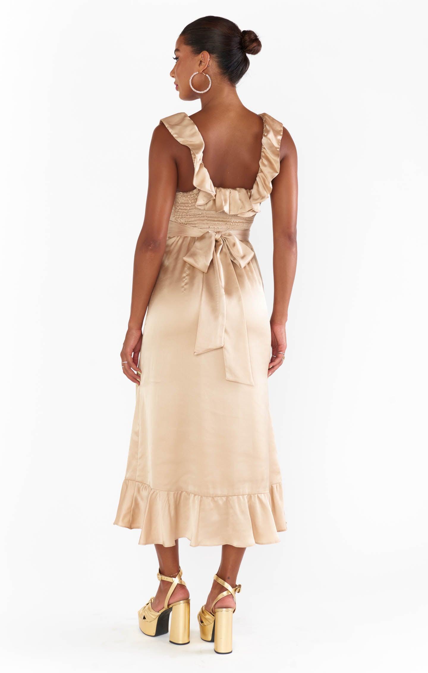 Alexis Midi Dress ~ Champagne Luxe Satin Product Image