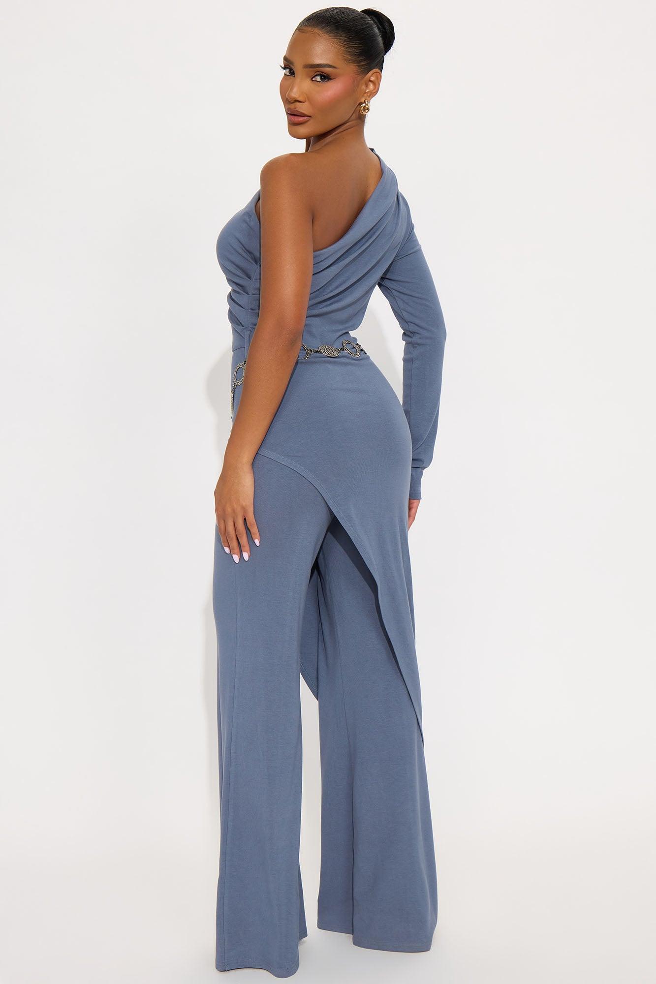 Maritza One Shoulder Jumpsuit - Slate Blue Female Product Image