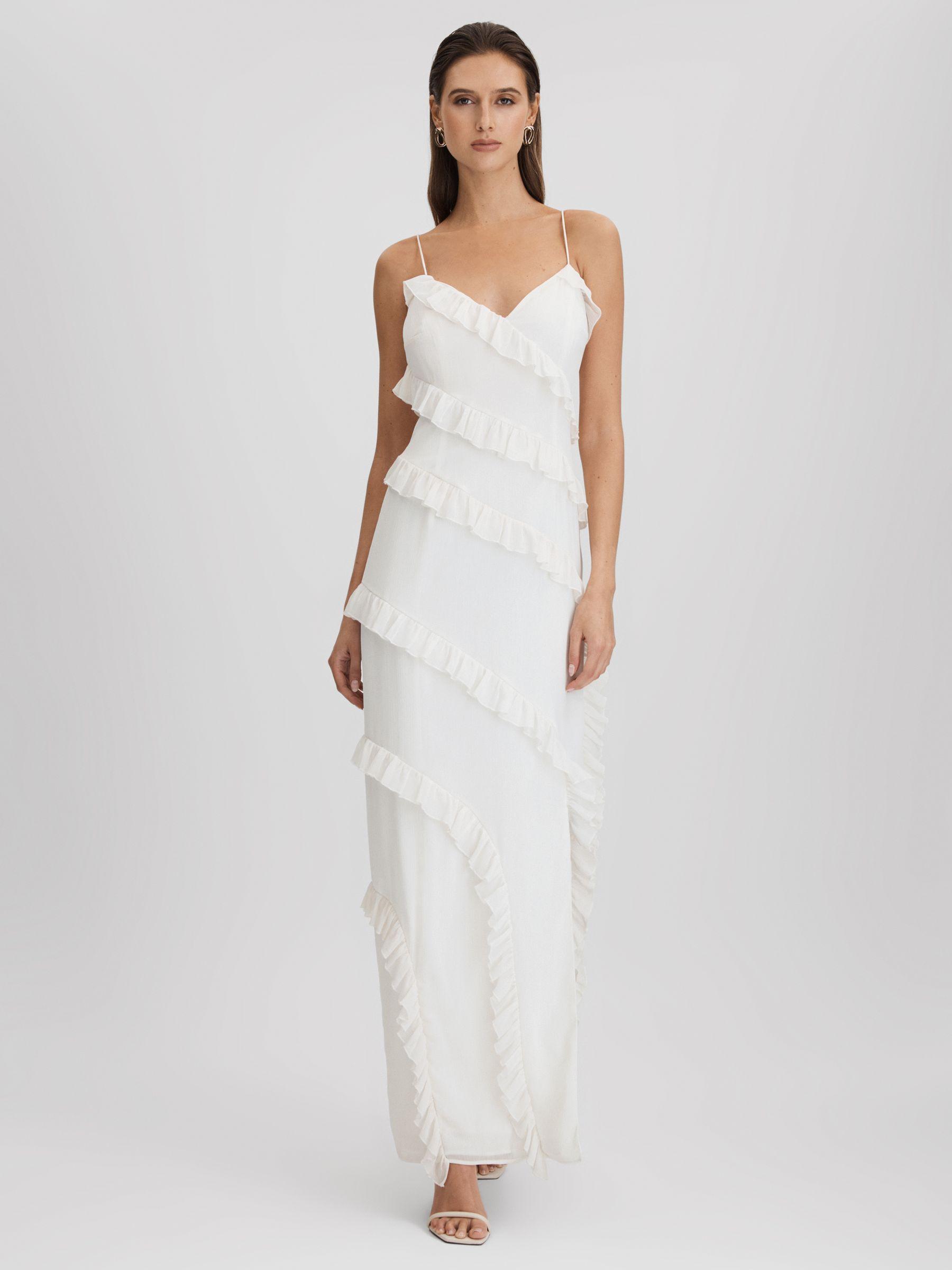 Amur Ruffle Maxi Dress in White Product Image