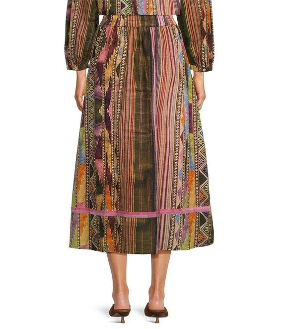 Ro's Garden Jordy Woven Print High Rise A-Line Coordinating Midi Skirt Product Image