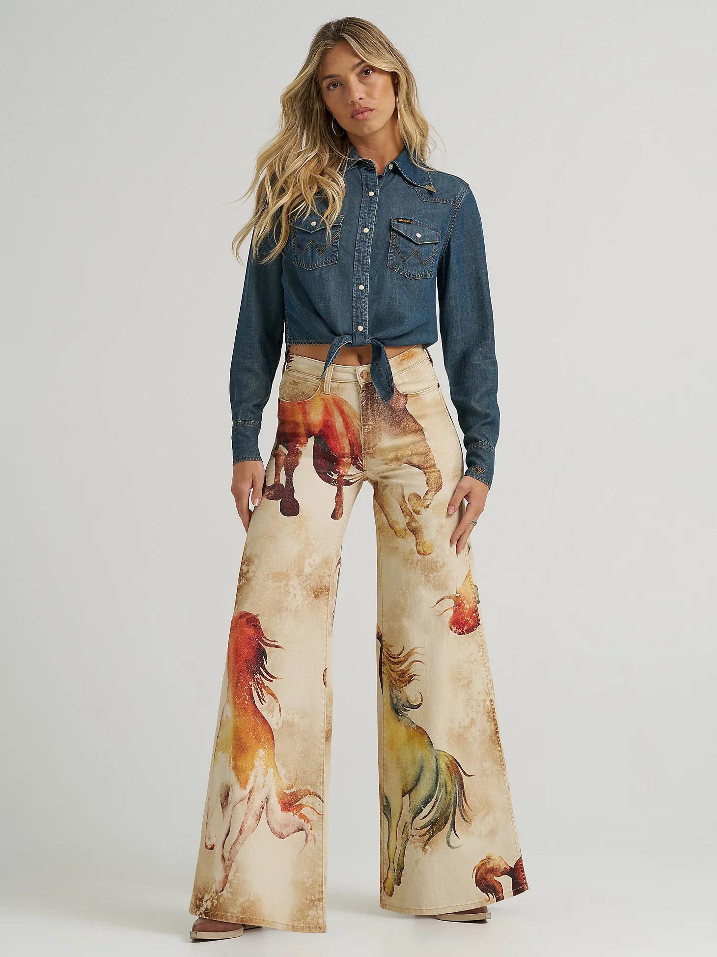 Wrangler x Lainey Wilson Tie Front Denim Shirt | Women's TOPS | Wrangler® Product Image