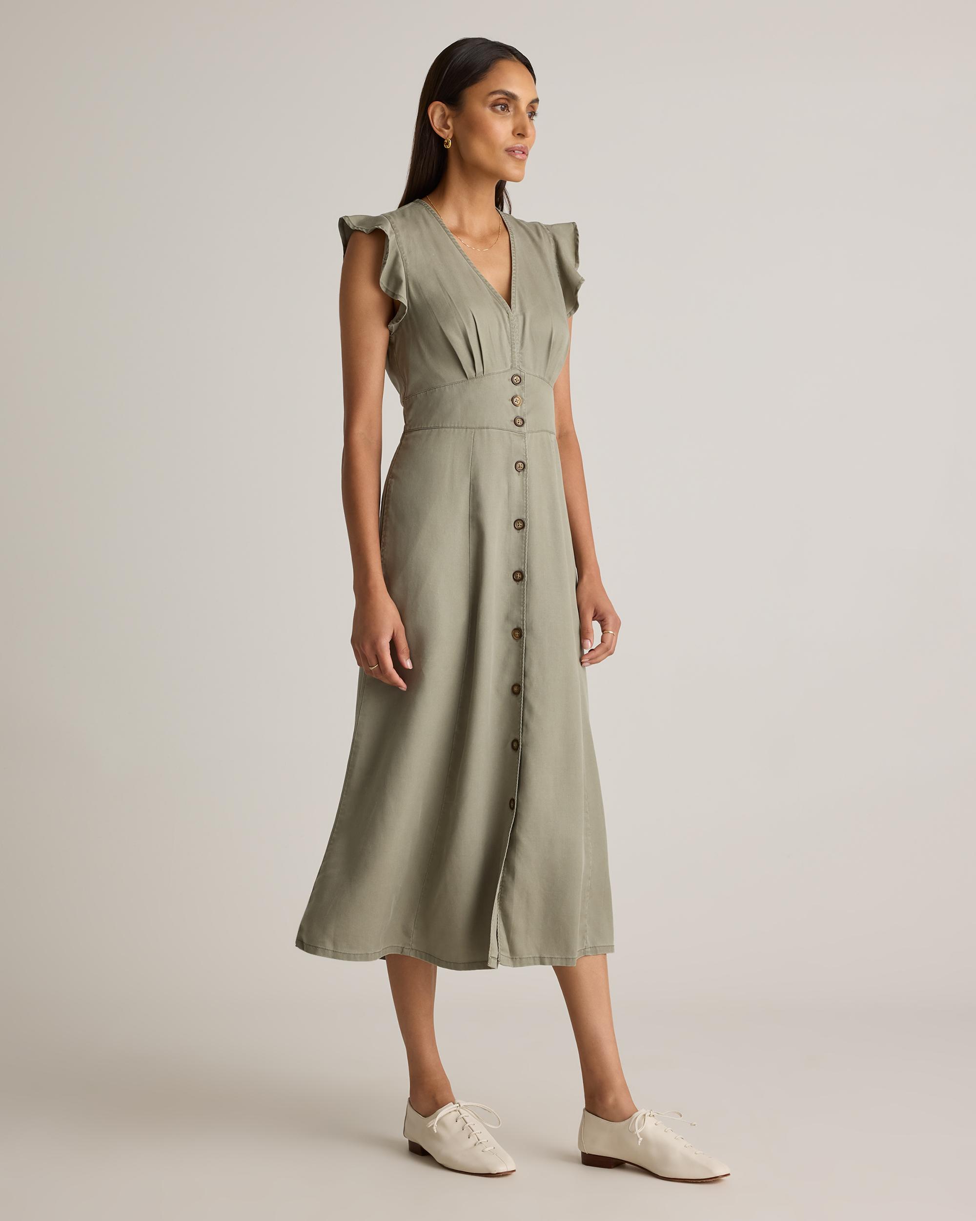 Quince | Women's Vintage Wash Tencel Button Front Midi Dress Product Image