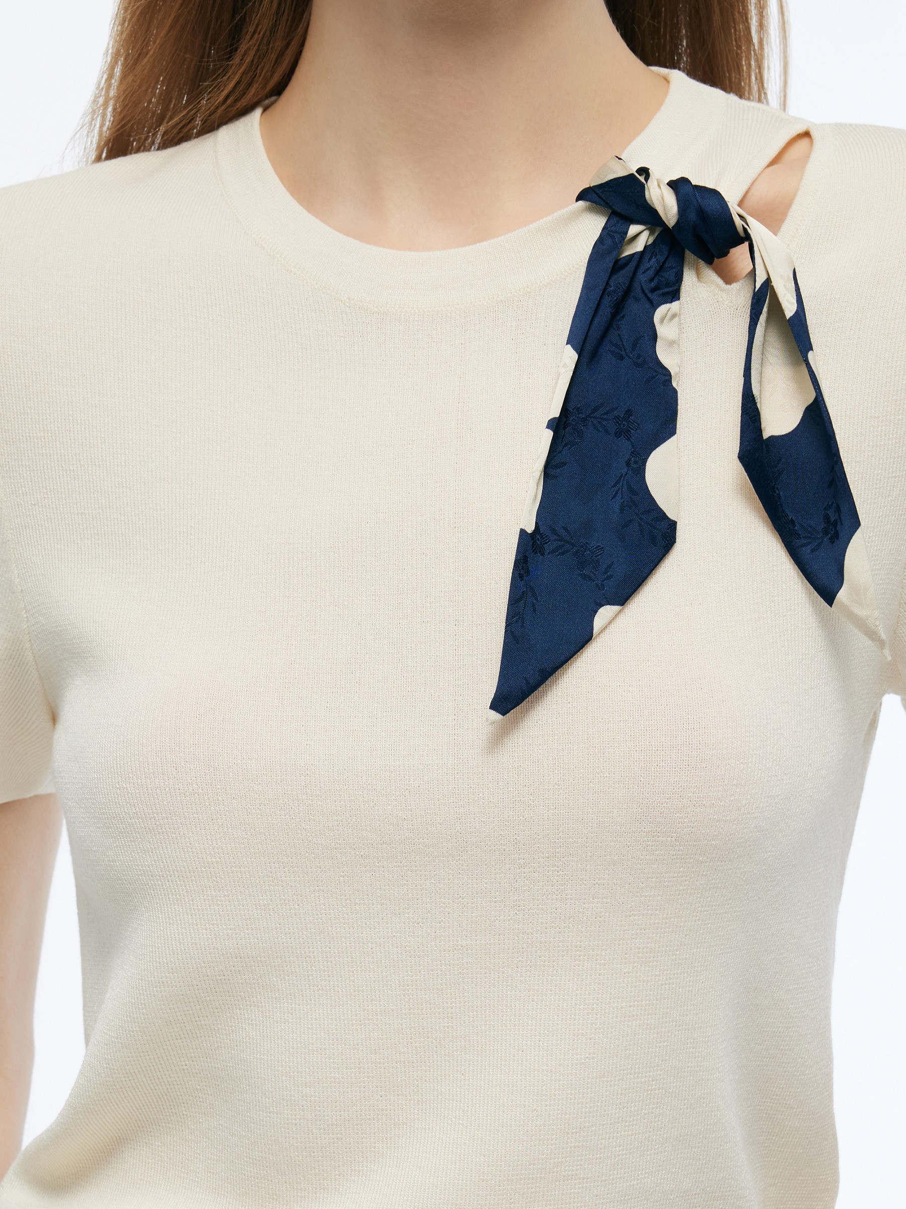 Tencel Blend Cut Out Women Knit Top Product Image