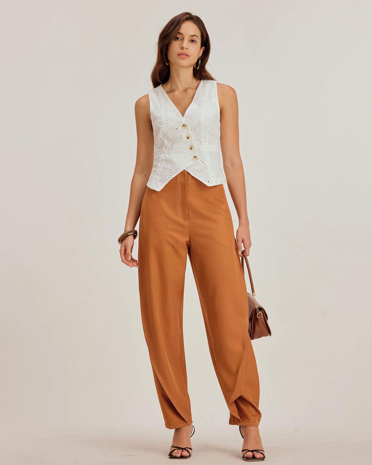 White Jacquard Single Breasted Vest Product Image