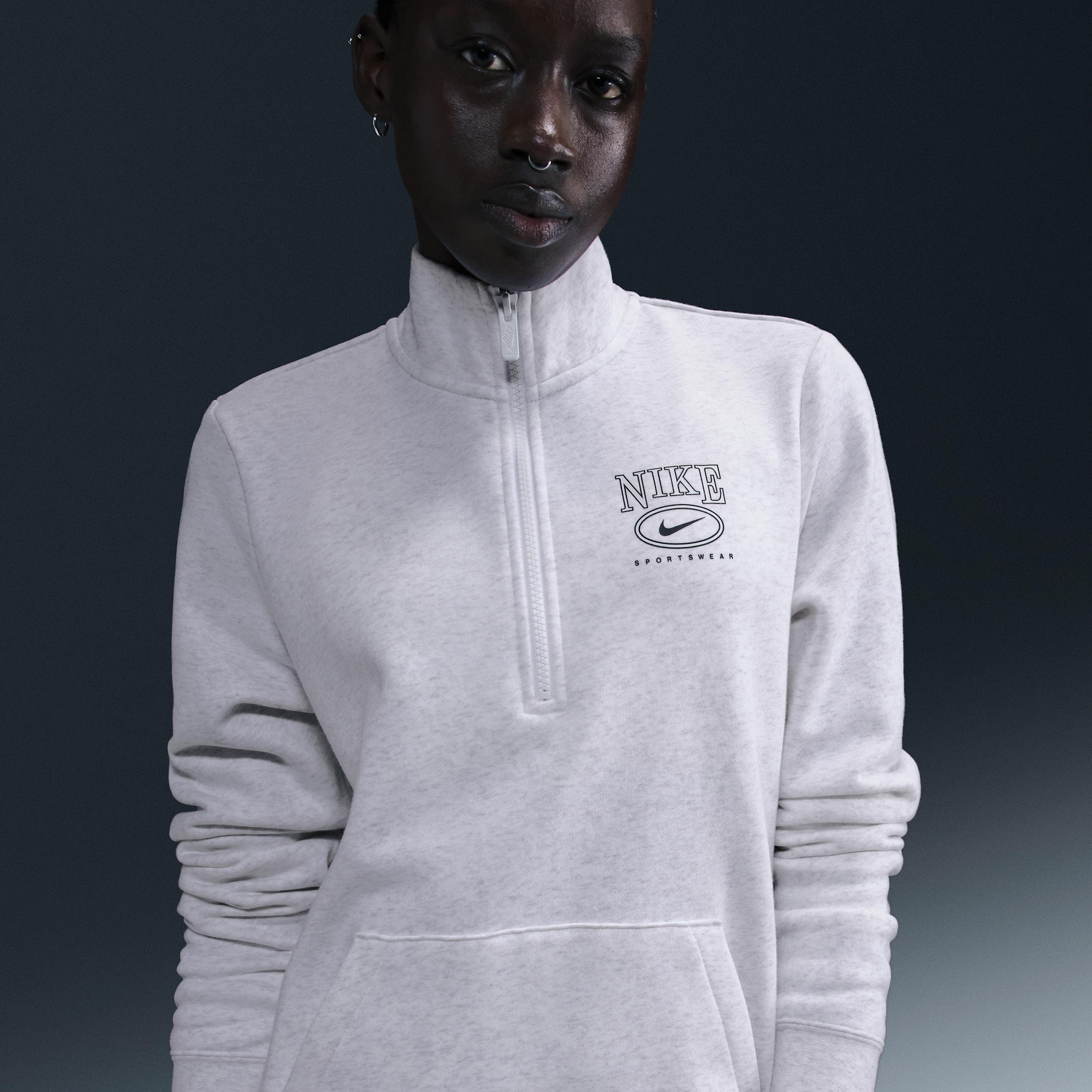 Womens Nike Sportswear Club Fleece Mock-Neck 1/2-Zip Graphic Top | HJ0985-051 Product Image