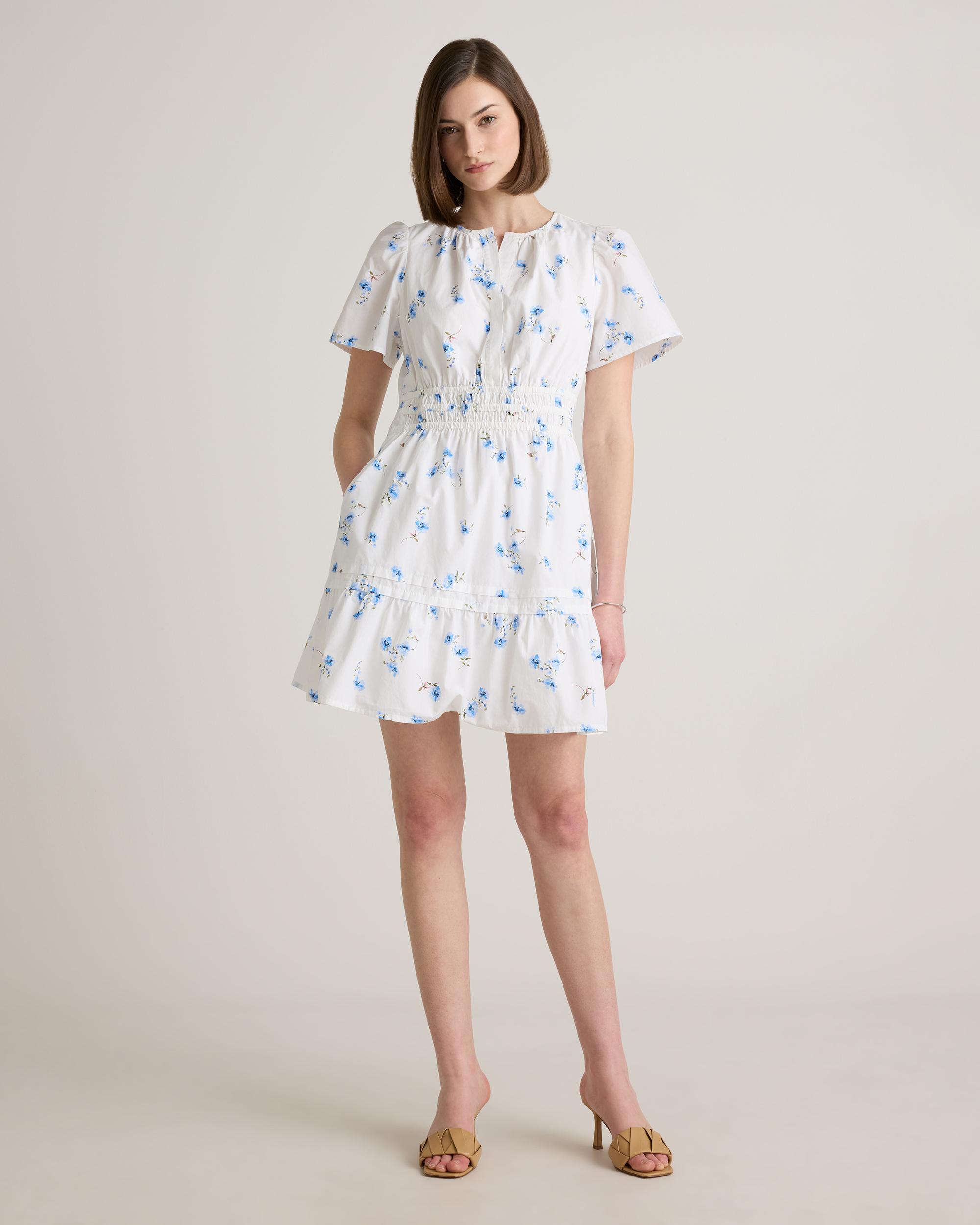 Quince | Women's Poplin Tiered Mini Dress Organic Cotton Product Image