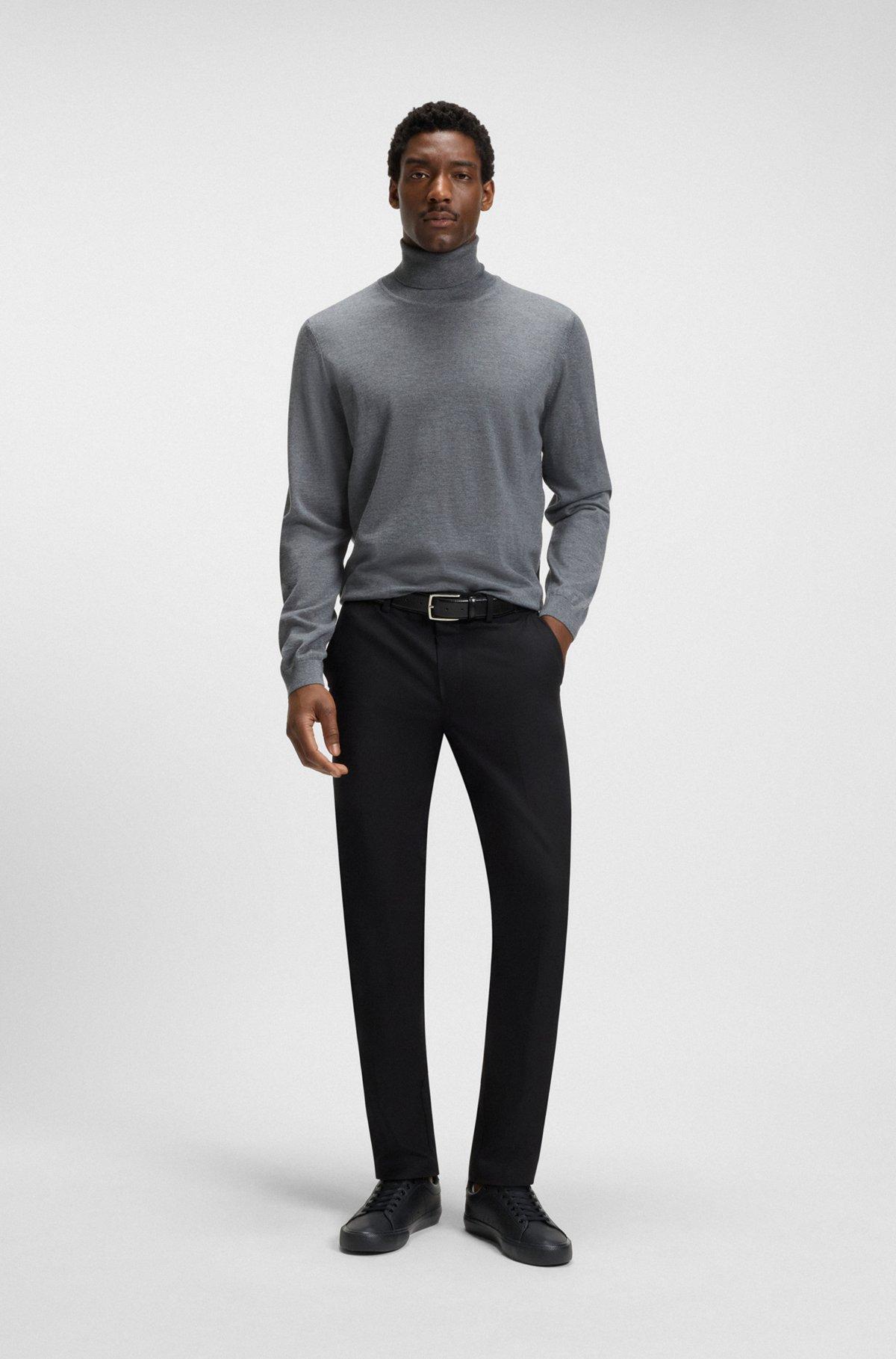 BOSS - Faux-leather trainers with plain and grained textures - Black Product Image