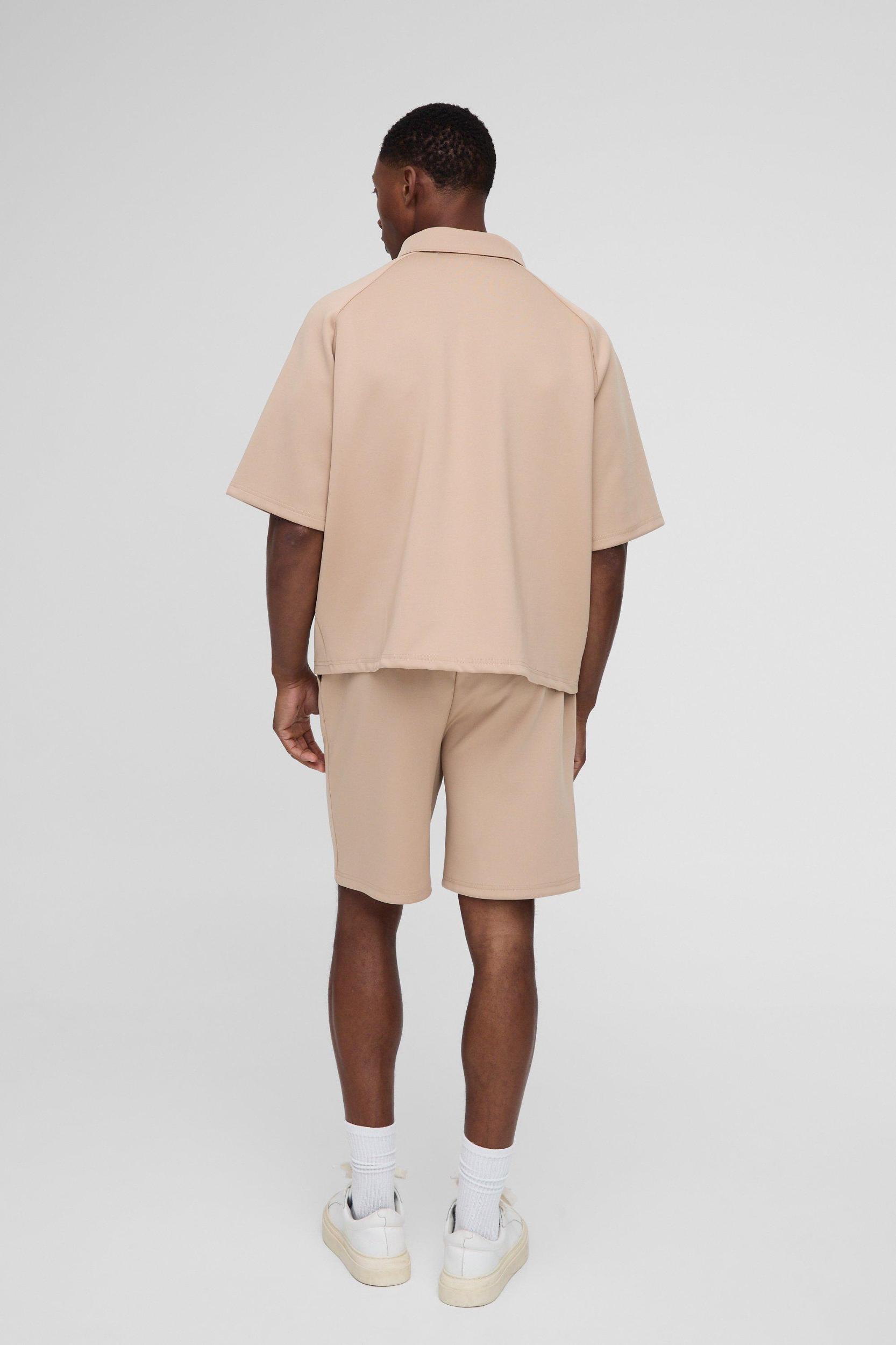 Oversized Boxy Raglan Scuba Polo & Short Set | boohooMAN USA Product Image