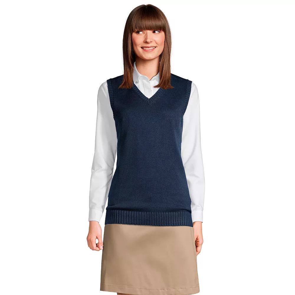 Women's Lands' End Sweater Vest, Size: Medium, Classic Blue Product Image