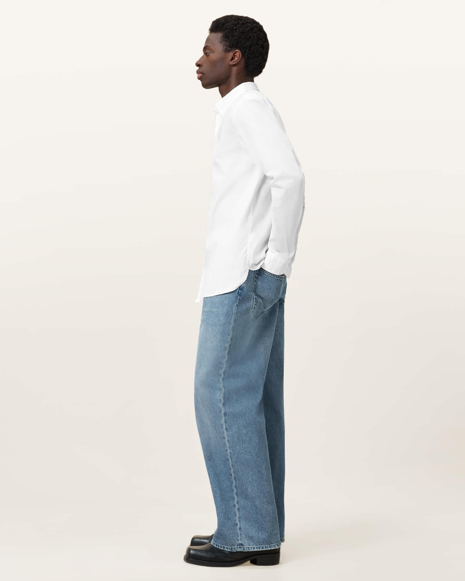 Hawthorne Ramskull Stretch Fit Shirt White | ALLSAINTS US Product Image