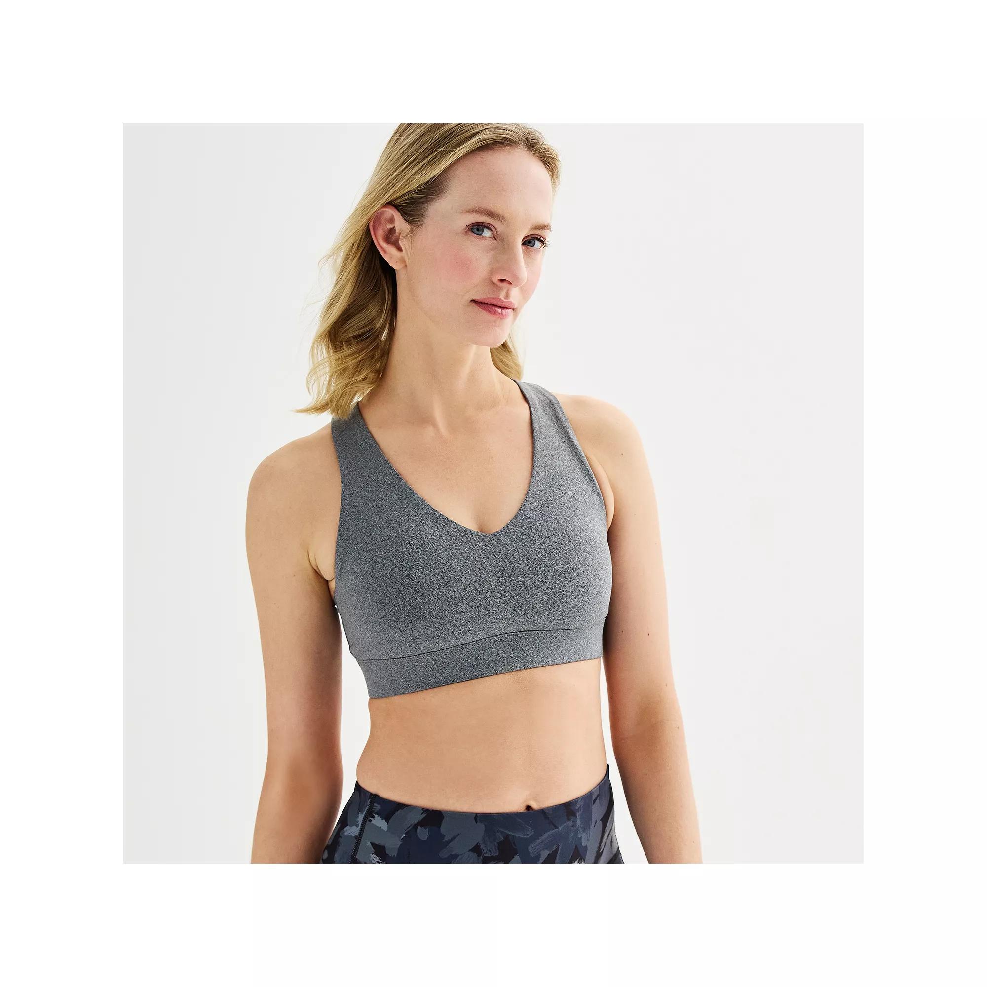 Tek Gear® Ultrastretch Medium-Impact V-Neck Sports Bra, Women's, Size: Large, Grey Product Image