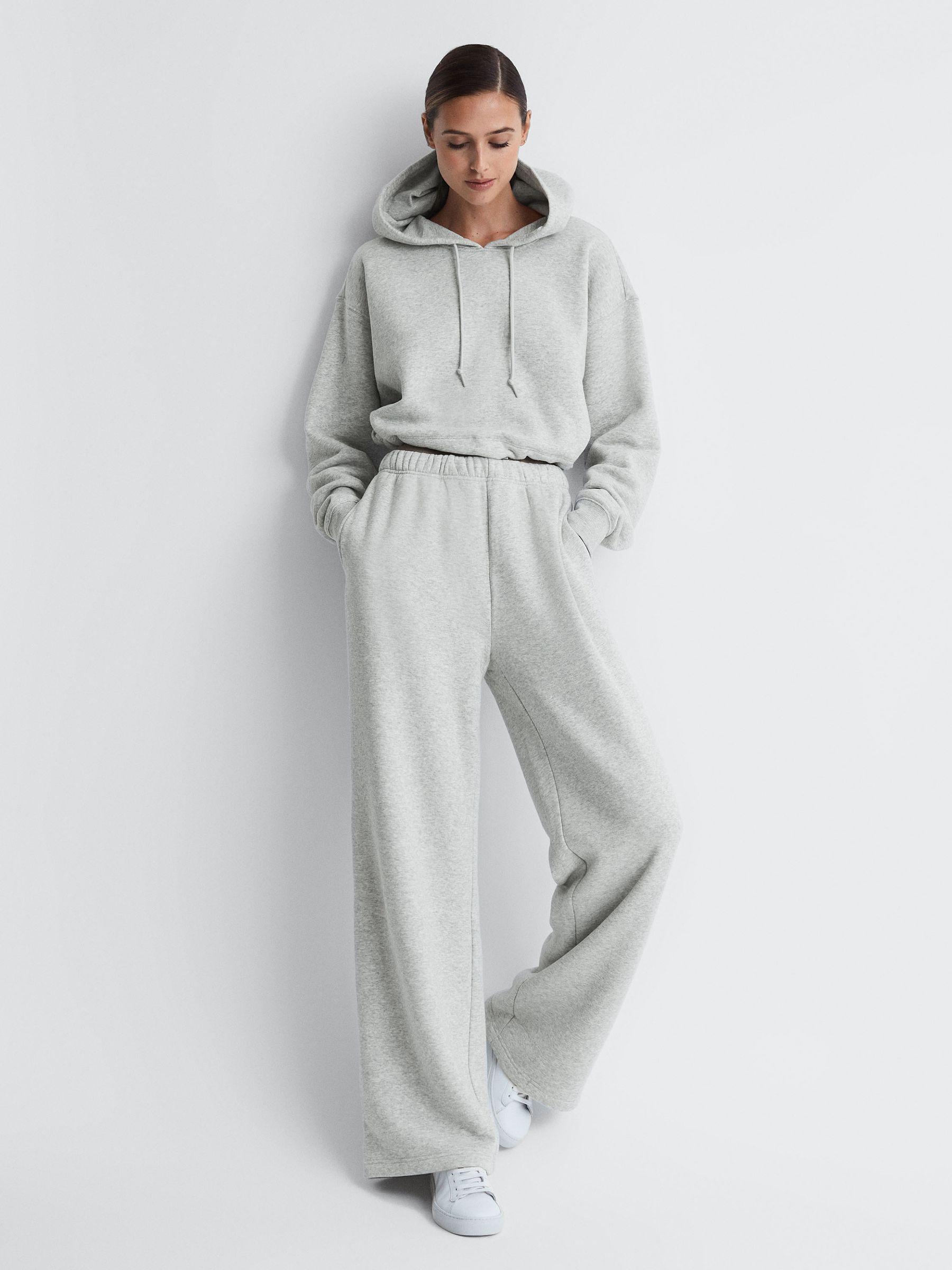 Good American Cotton Blend Wide Leg Joggers in Grey Product Image