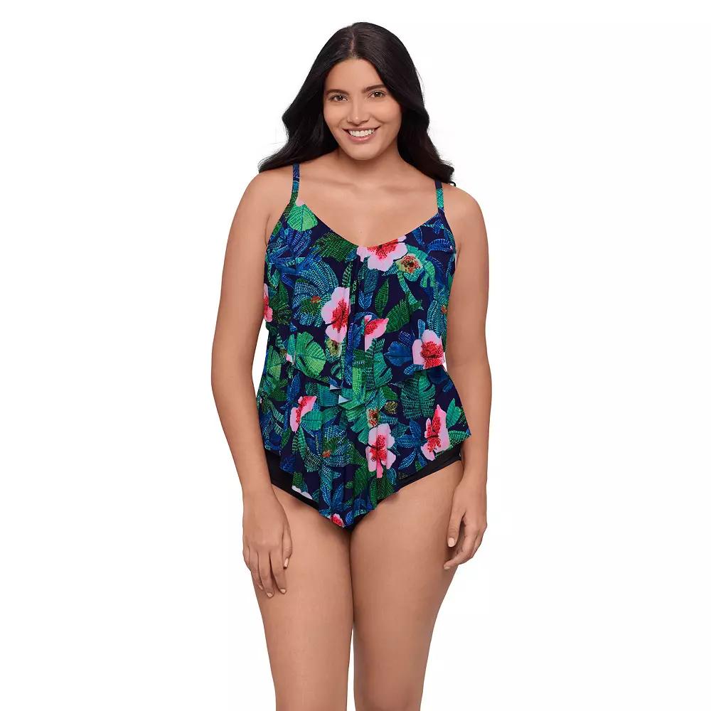 Women's Trimshaper Jungle Oasis Ronnie Tankini Swim Top,  Product Image