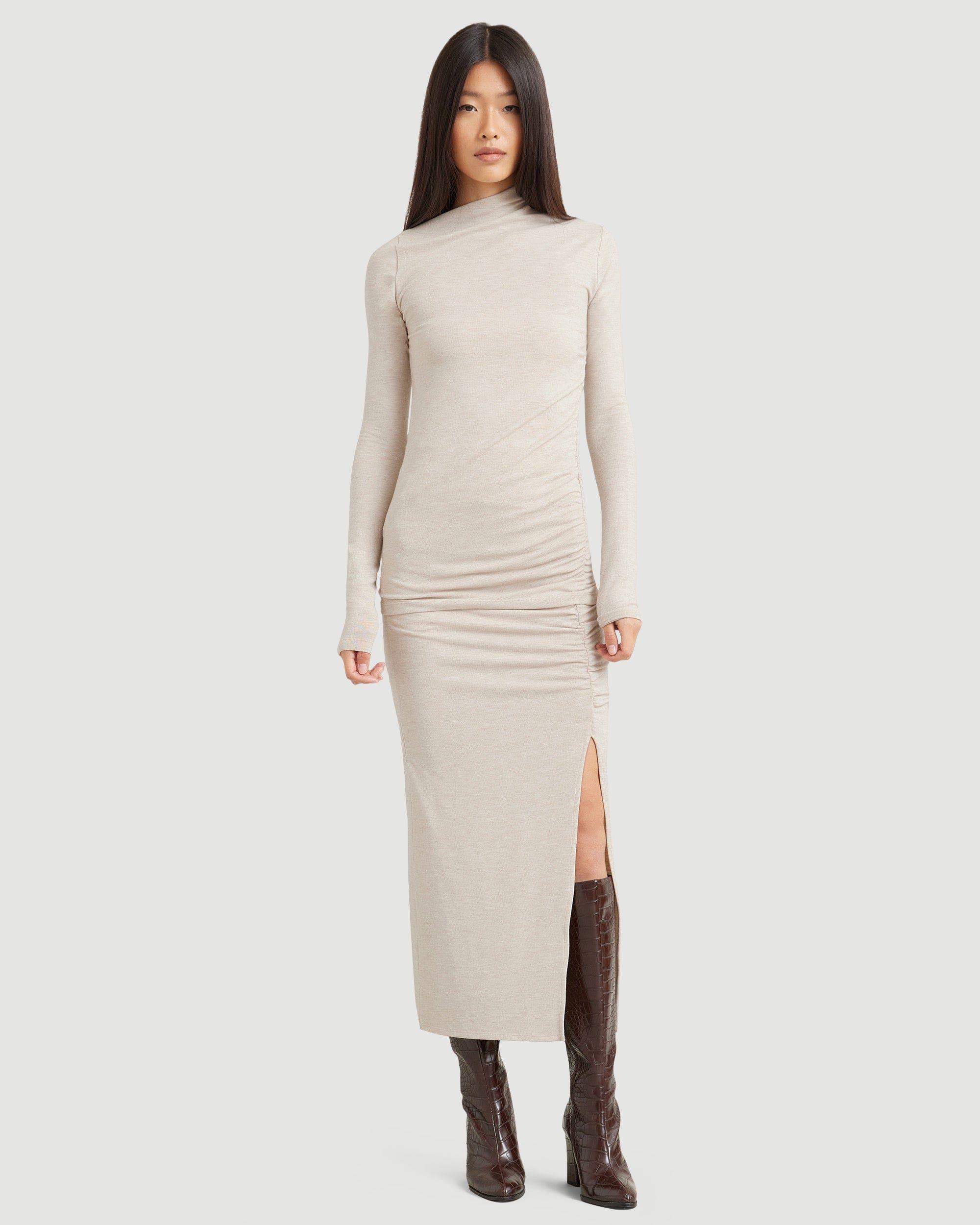 Kiki Ruched Side-Slit Midi Skirt Product Image